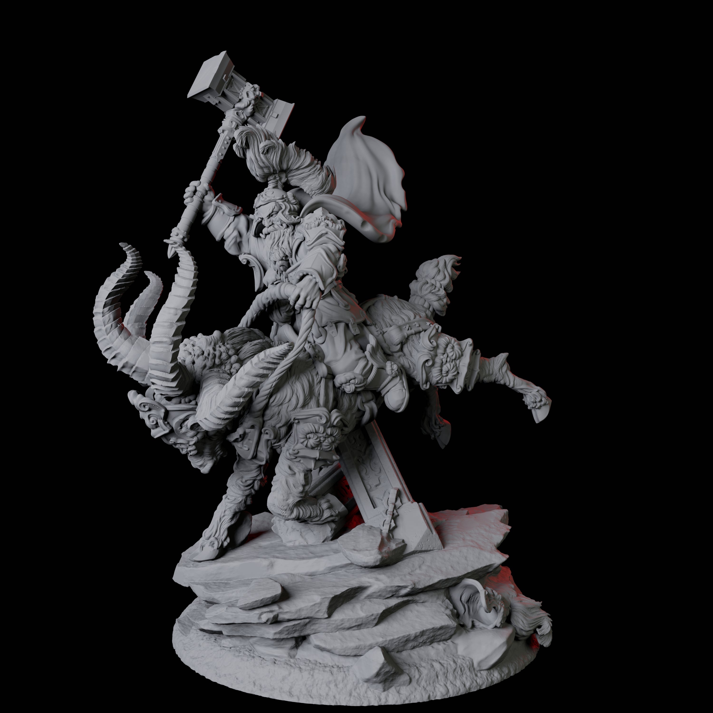 Goat Mounted Dwarf Warrior D Miniature for Dungeons and Dragons, Pathfinder or other TTRPGs