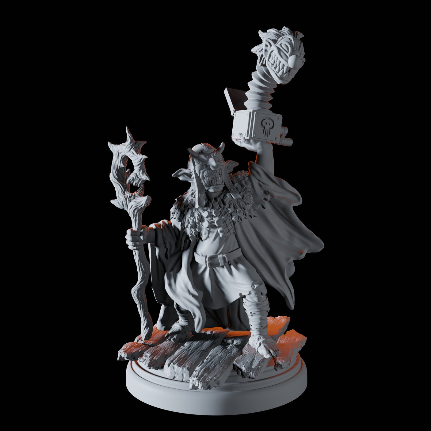 Goblin Shaman with Jack in the box Miniature for Dungeons and Dragons, Pathfinder or other TTRPGs