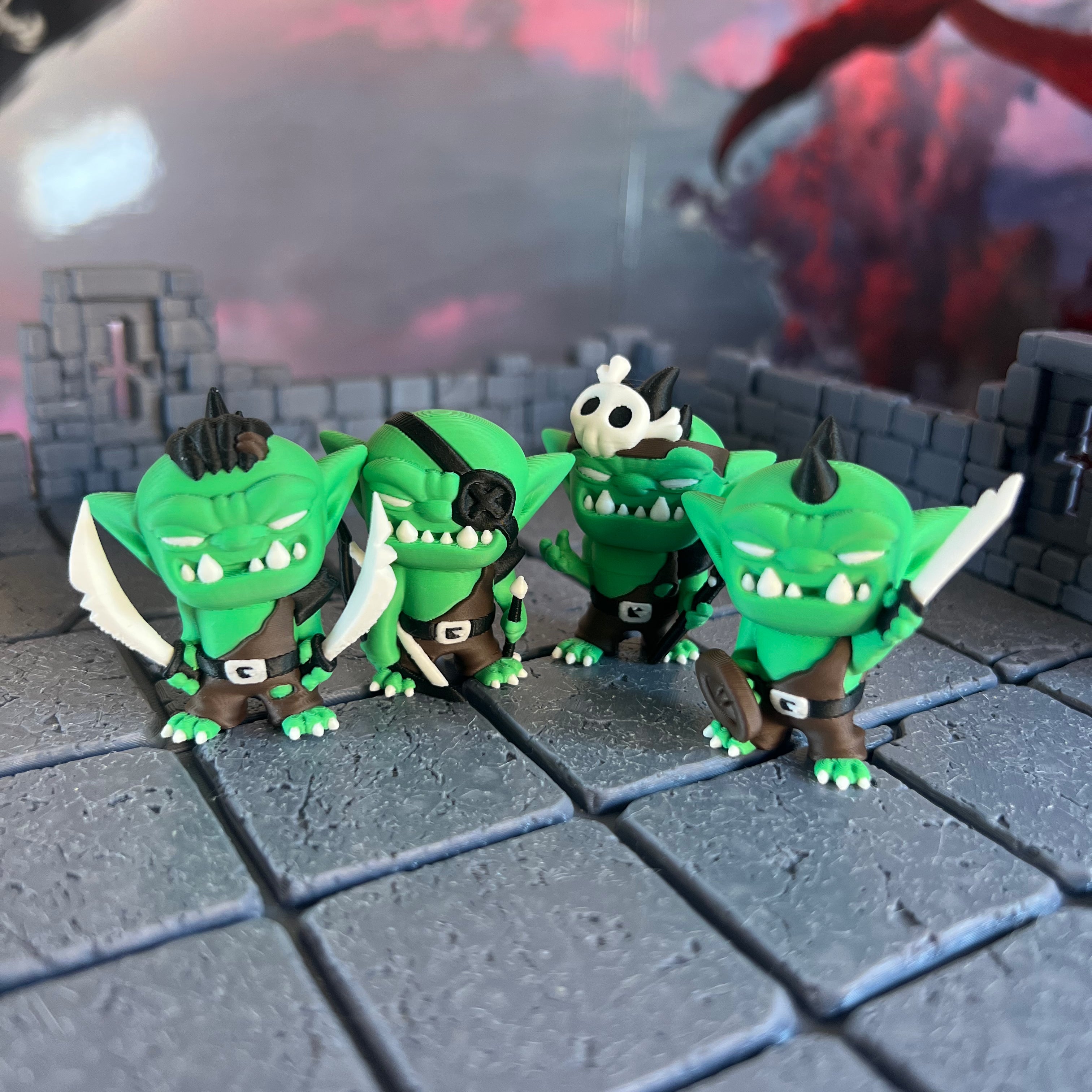 Goblin Thugs Set of Four Multicolour Table Ready Miniatures Miniature for Dungeons and Dragons, Pathfinder or other TTRPGs