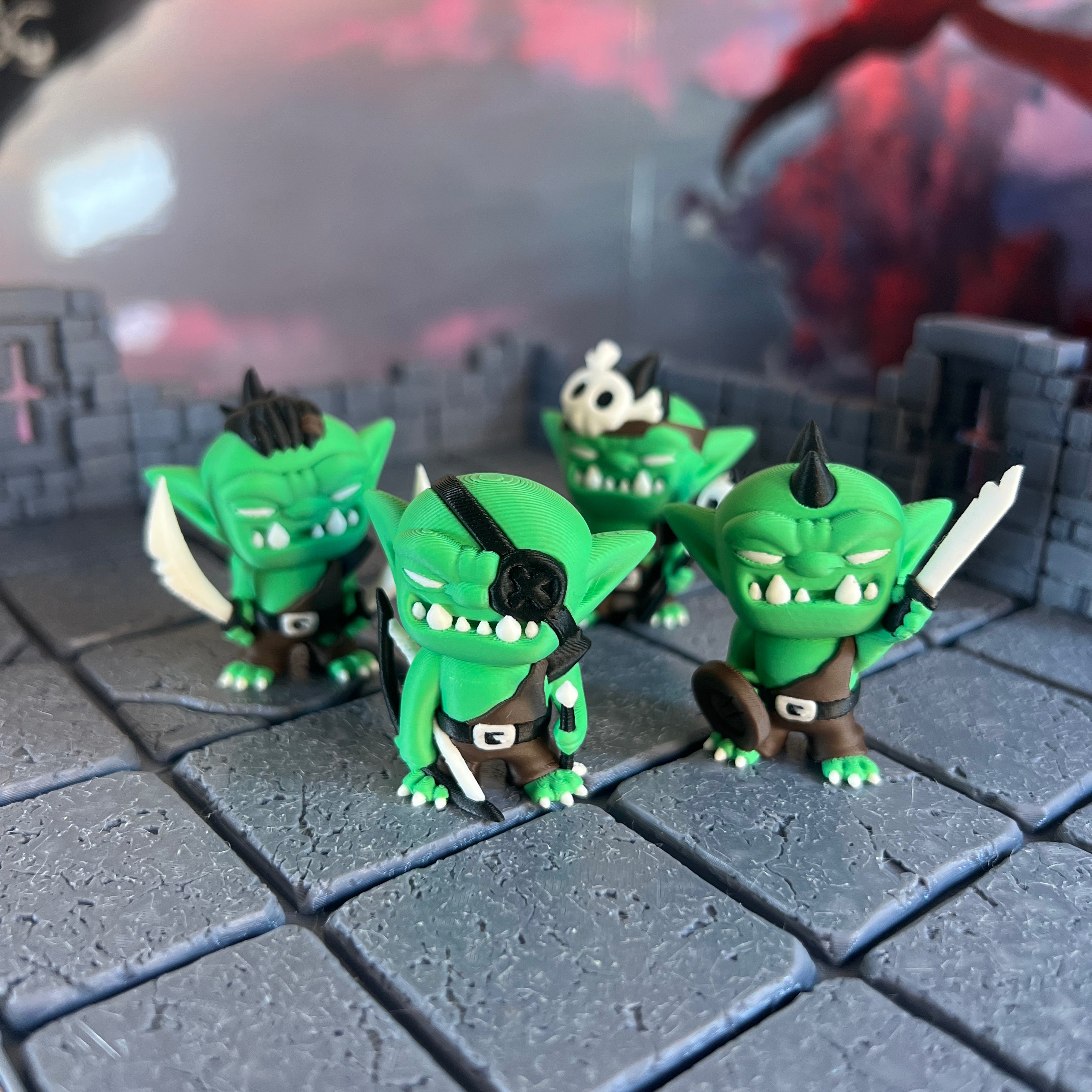 Goblin Thugs Set of Four Multicolour Table Ready Miniatures Miniature for Dungeons and Dragons, Pathfinder or other TTRPGs