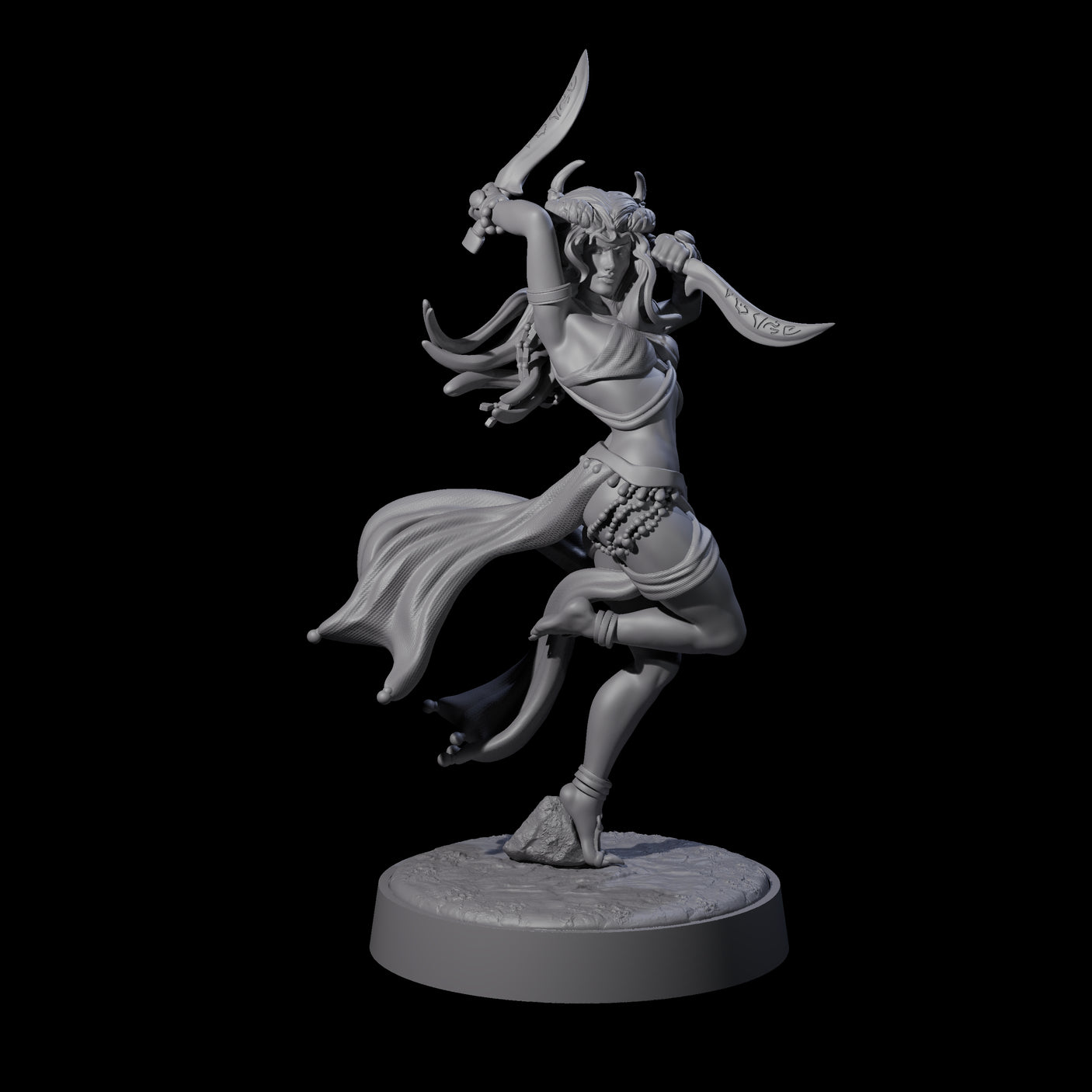 Graceful Tiefling Dancer Miniature for Dungeons and Dragons, Pathfinder or other TTRPGs
