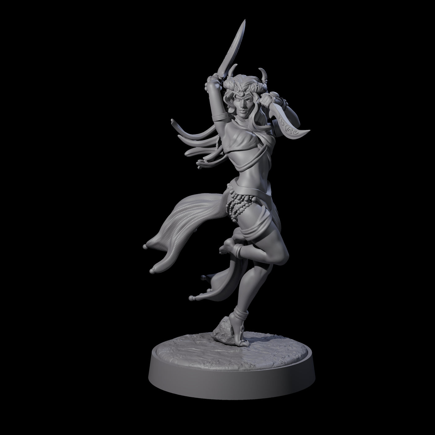 Graceful Tiefling Dancer Miniature for Dungeons and Dragons, Pathfinder or other TTRPGs
