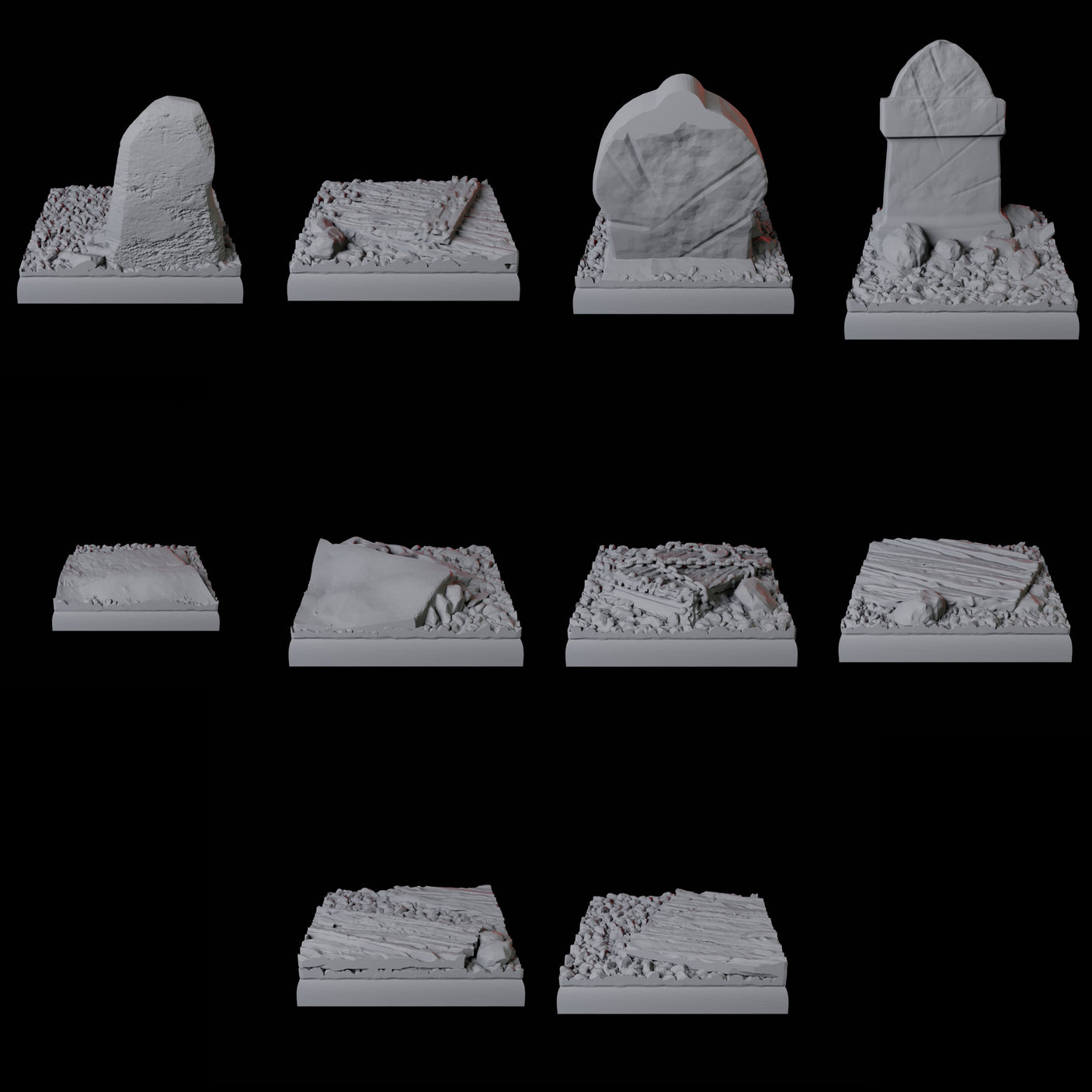 Graveyard Base Pack - 20mm Squares Miniature for Dungeons and Dragons, Pathfinder or other TTRPGs