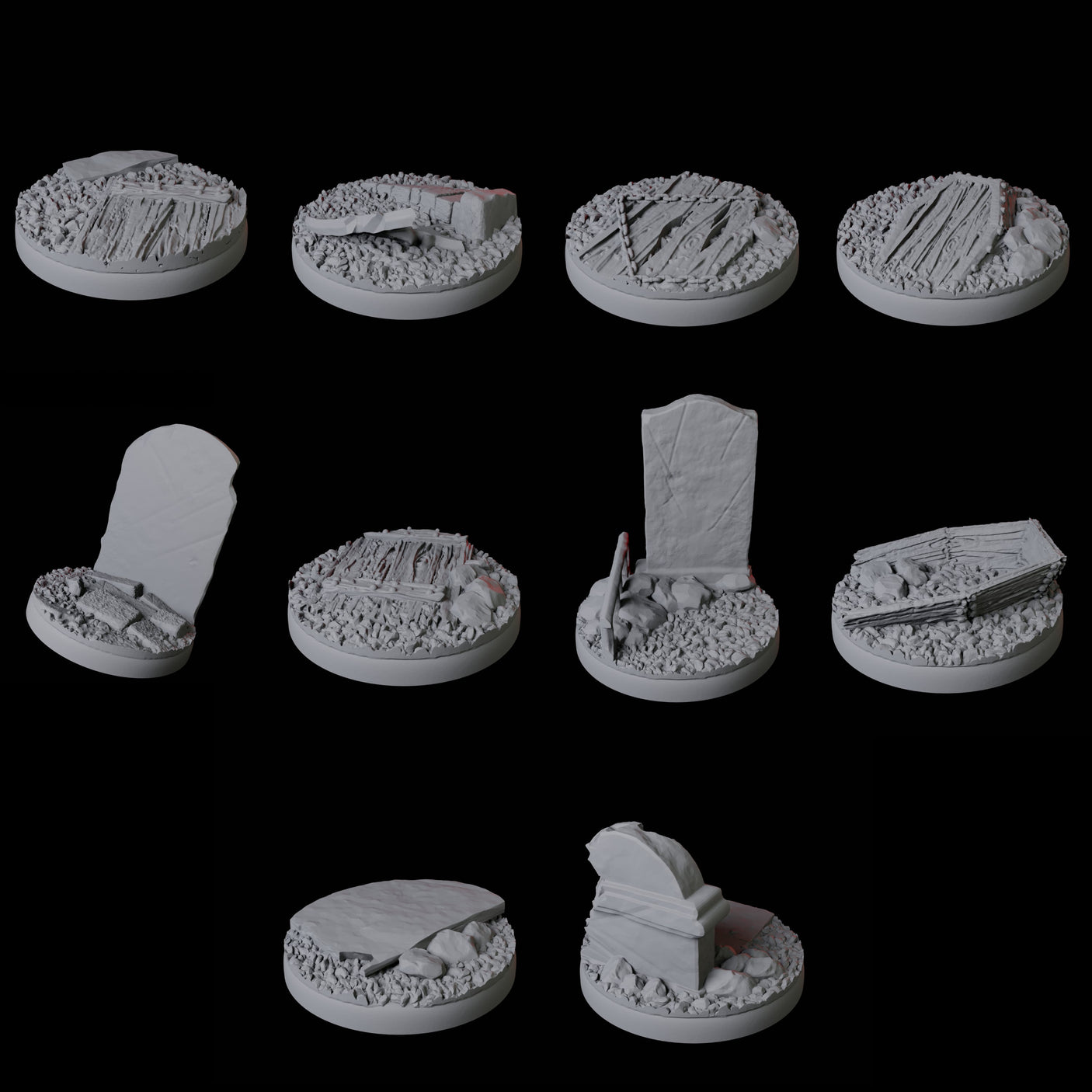 Graveyard Base Pack - 25mm Circles Miniature for Dungeons and Dragons, Pathfinder or other TTRPGs
