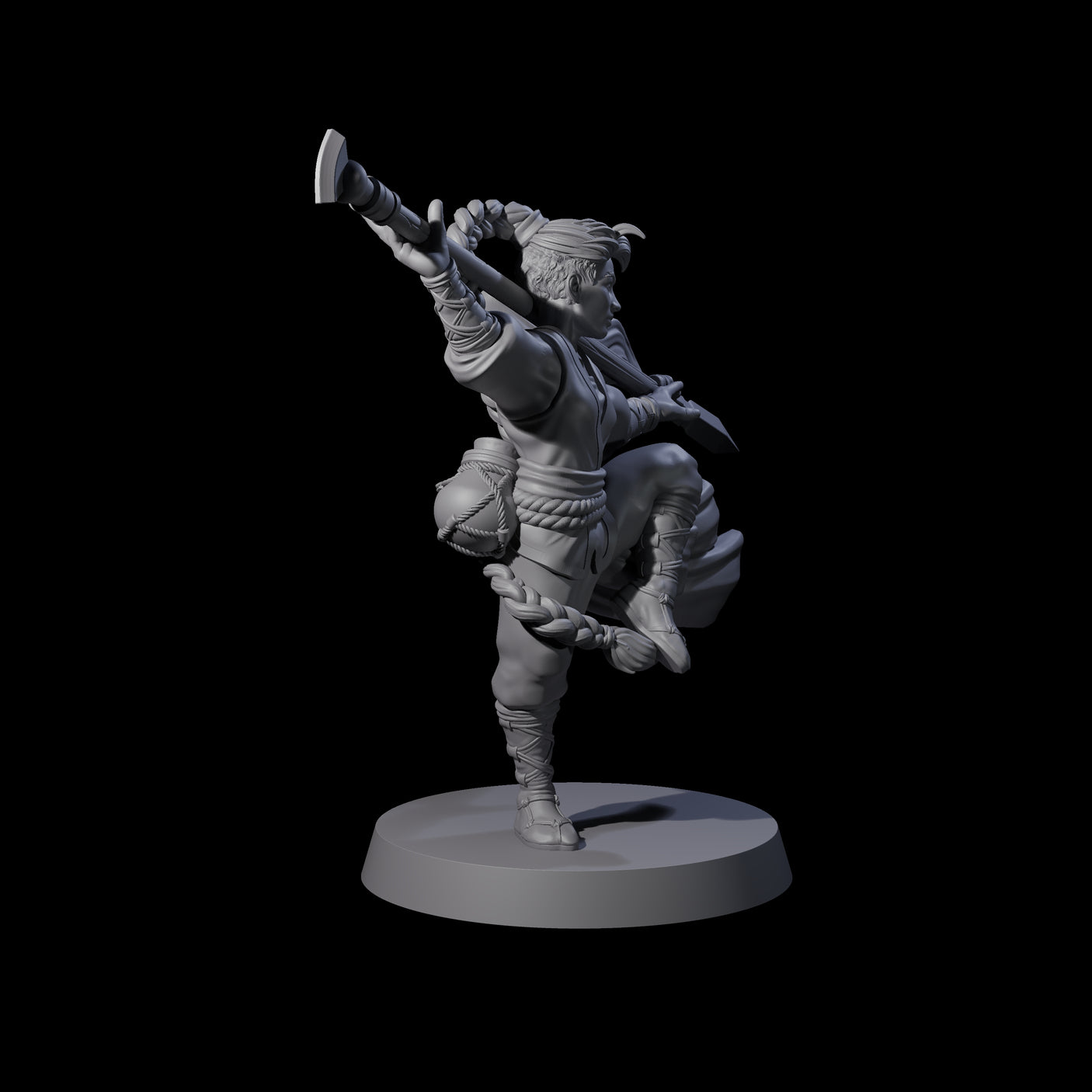 Great Hair Halfling Monk Miniature for Dungeons and Dragons, Pathfinder or other TTRPGs