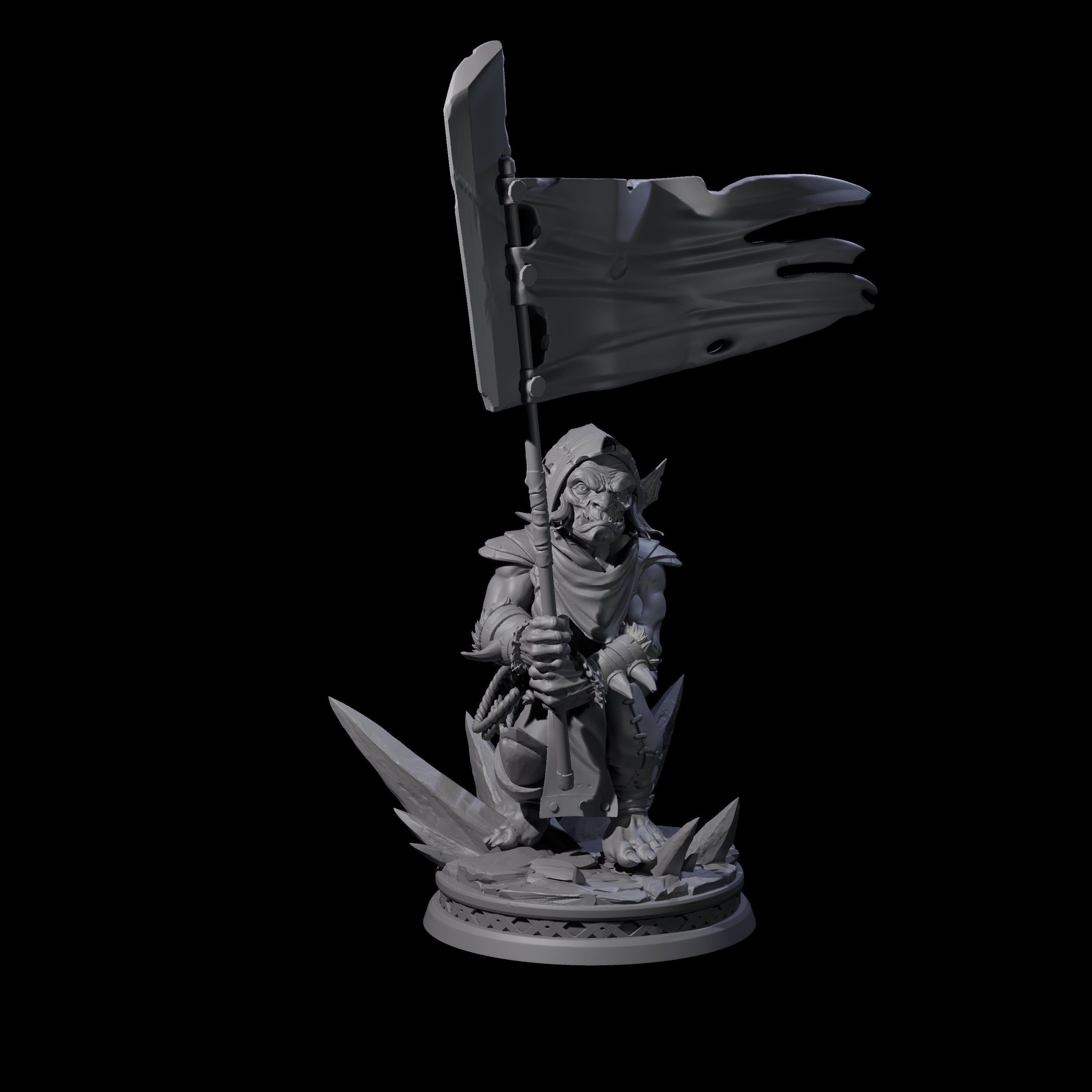 Grim Goblin Standardbearer Miniature for Dungeons and Dragons, Pathfinder or other TTRPGs