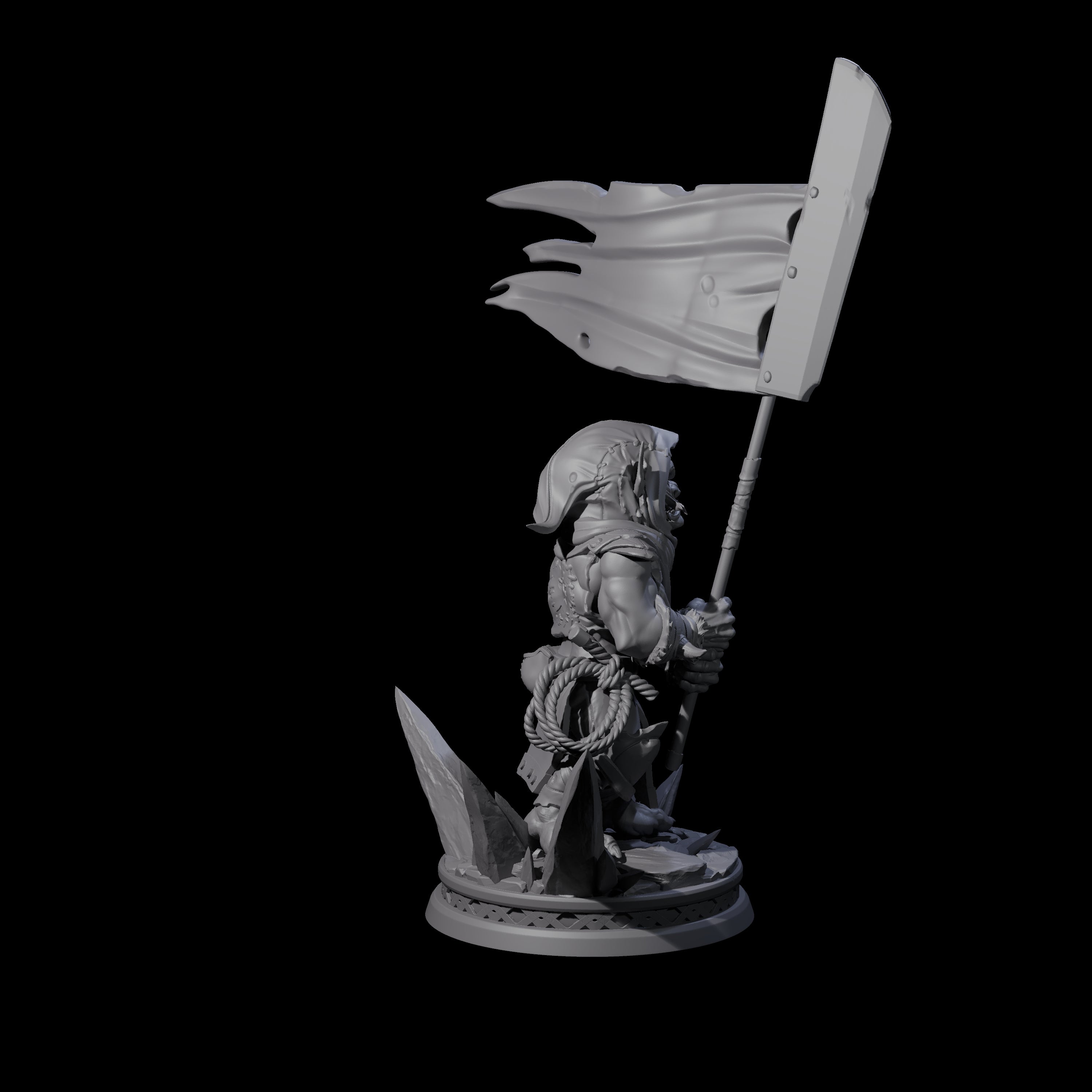 Grim Goblin Standardbearer Miniature for Dungeons and Dragons, Pathfinder or other TTRPGs