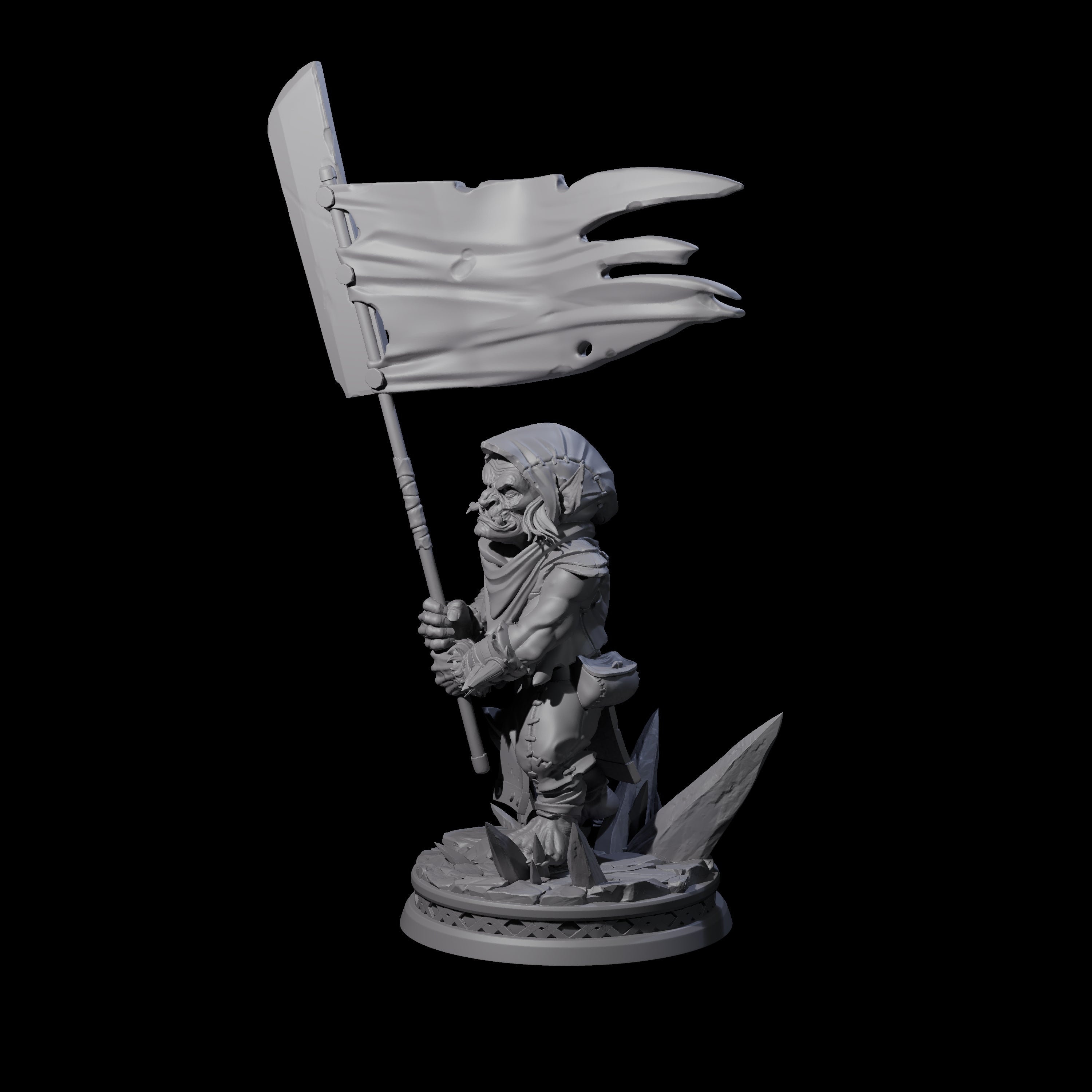 Grim Goblin Standardbearer Miniature for Dungeons and Dragons, Pathfinder or other TTRPGs