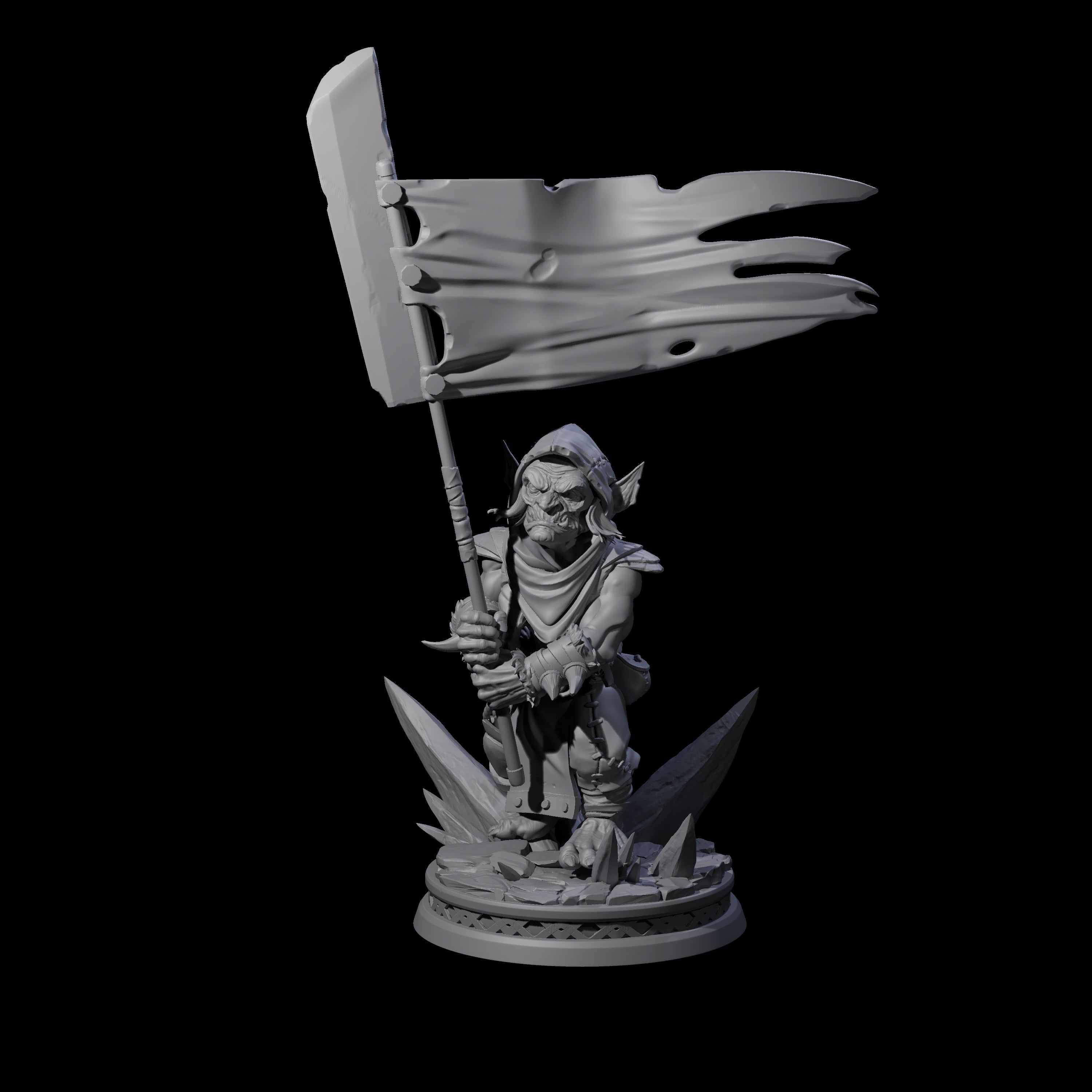 Grim Goblin Standardbearer Miniature for Dungeons and Dragons, Pathfinder or other TTRPGs