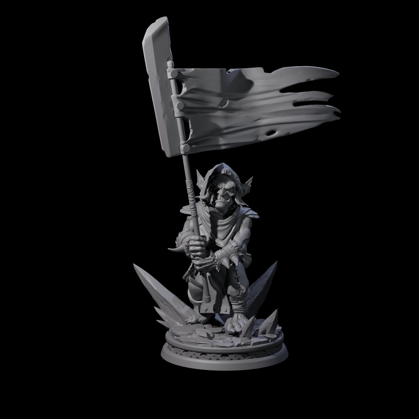 Grim Goblin Standardbearer Miniature for Dungeons and Dragons, Pathfinder or other TTRPGs