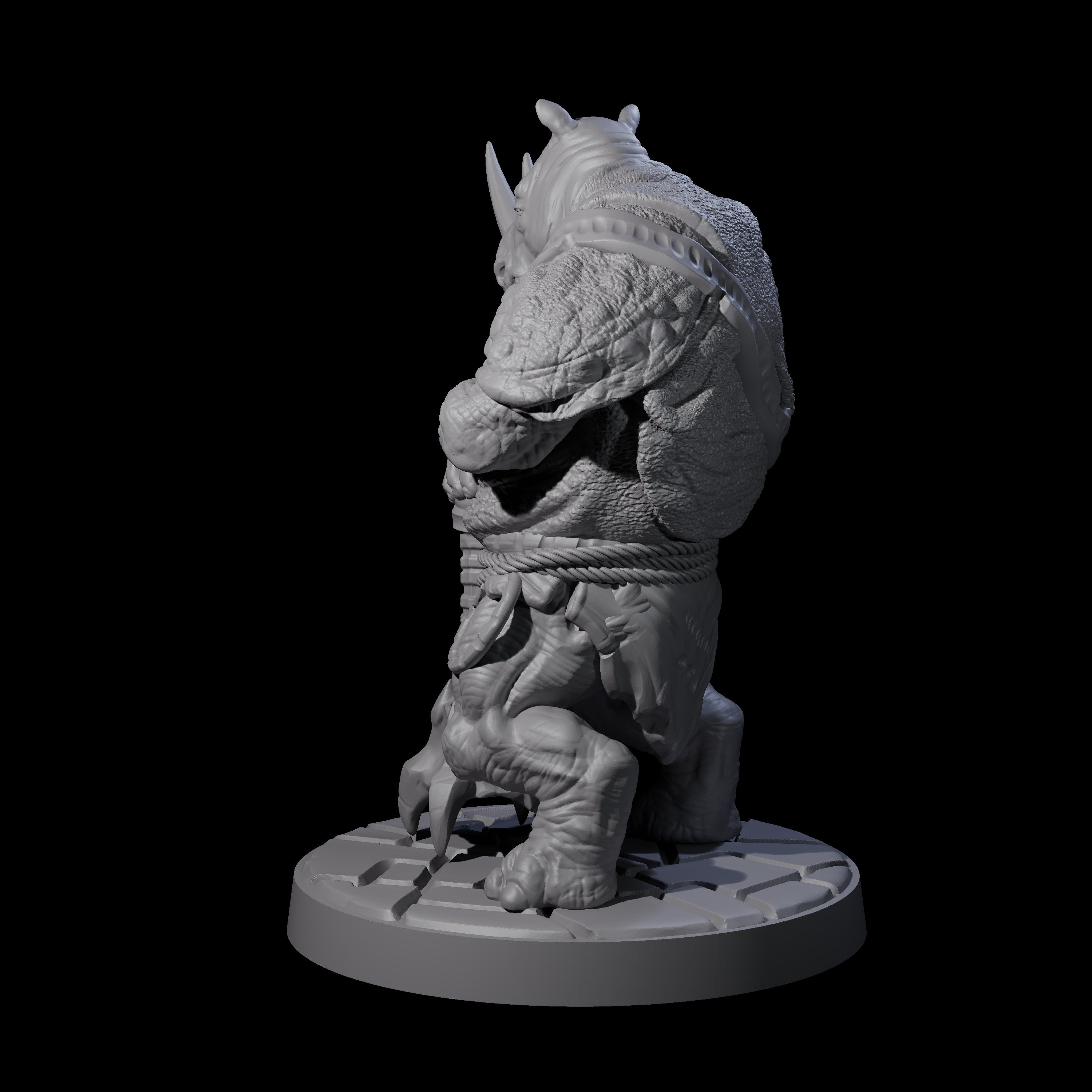 Grim Rhinofolk Gladiator A Miniature for Dungeons and Dragons, Pathfinder or other TTRPGs