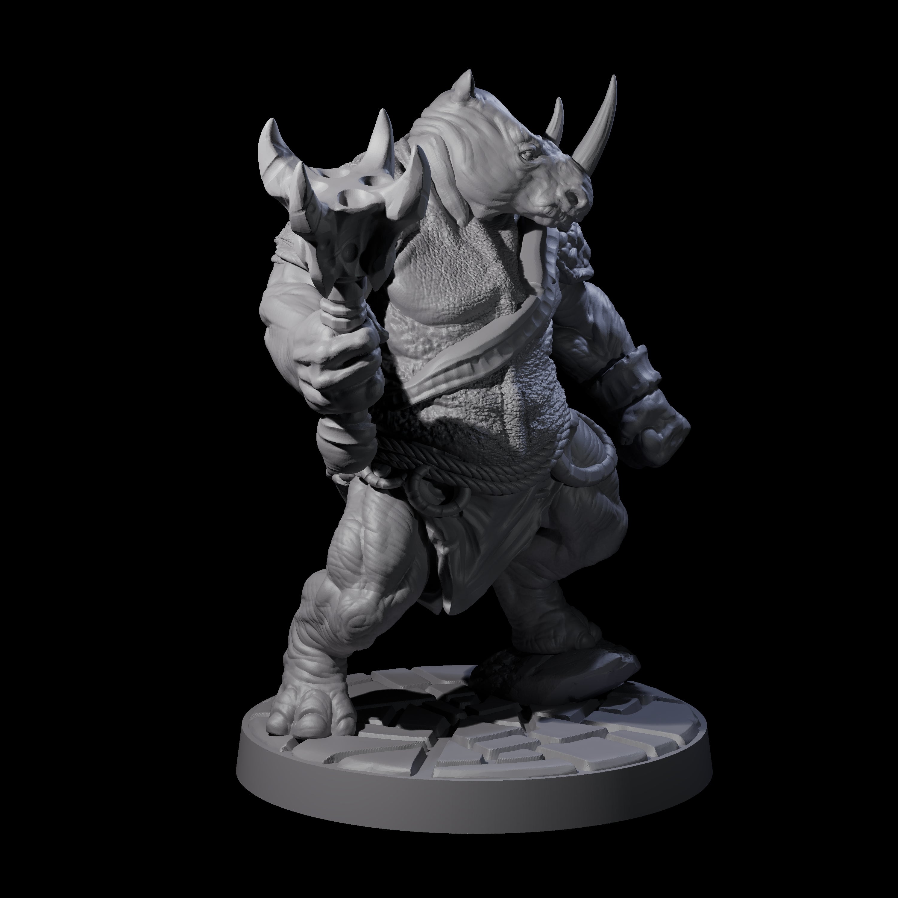 Grim Rhinofolk Gladiator B Miniature for Dungeons and Dragons, Pathfinder or other TTRPGs