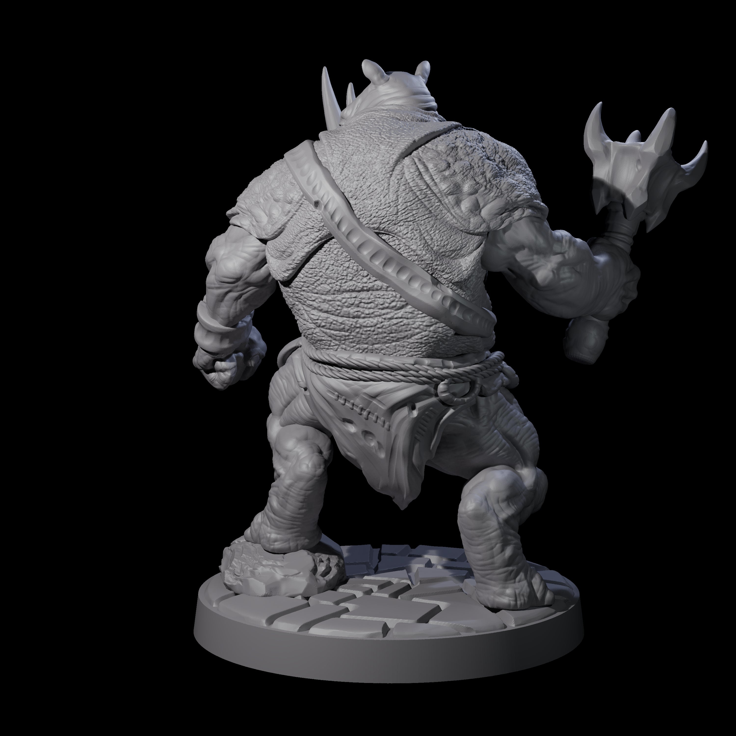 Grim Rhinofolk Gladiator B Miniature for Dungeons and Dragons, Pathfinder or other TTRPGs