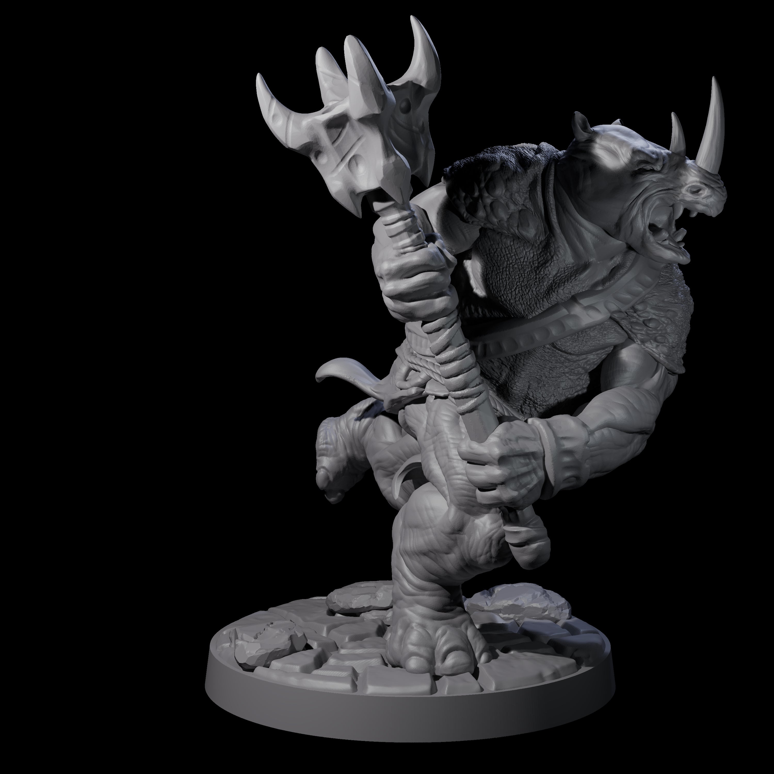 Grim Rhinofolk Gladiator C Miniature for Dungeons and Dragons, Pathfinder or other TTRPGs