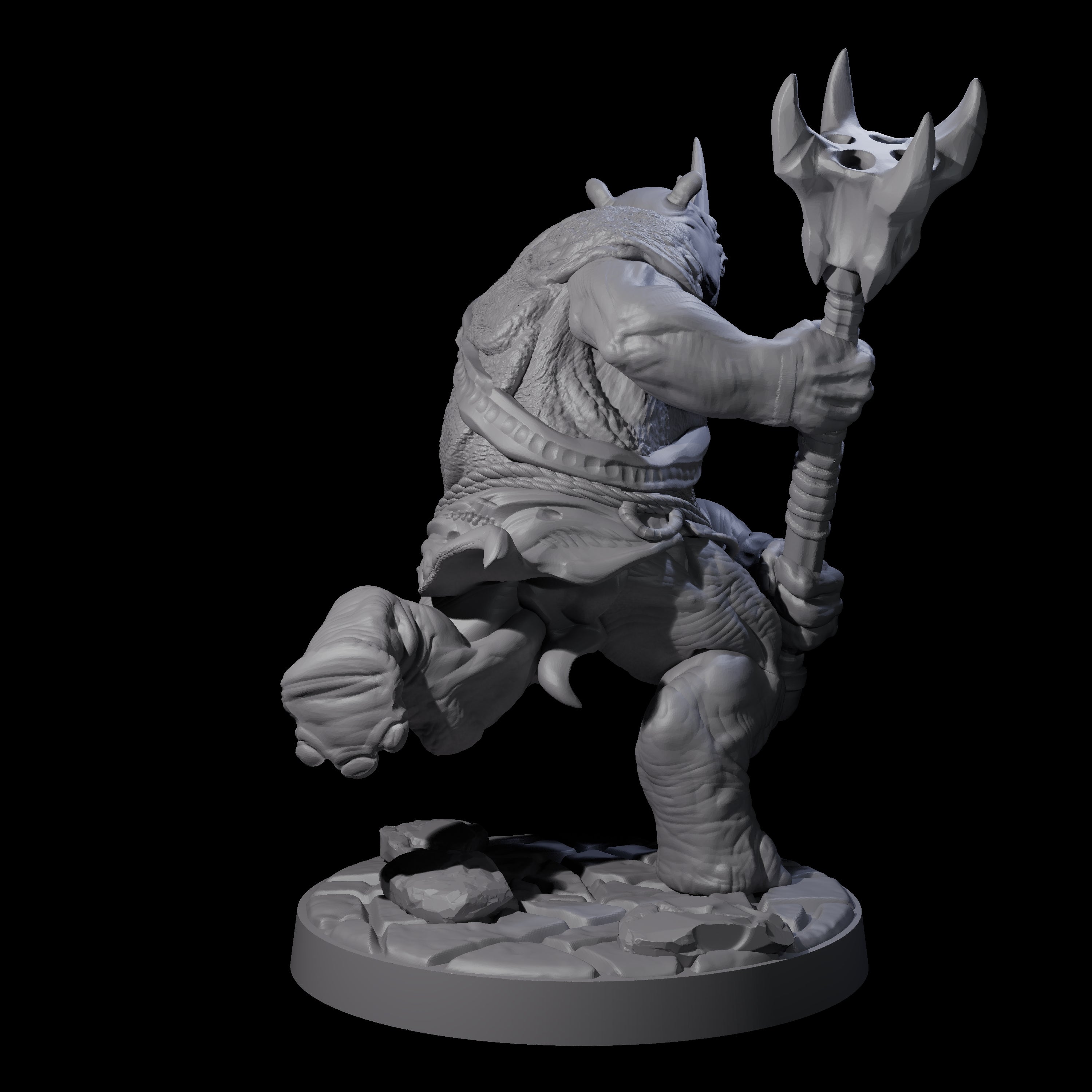 Grim Rhinofolk Gladiator C Miniature for Dungeons and Dragons, Pathfinder or other TTRPGs