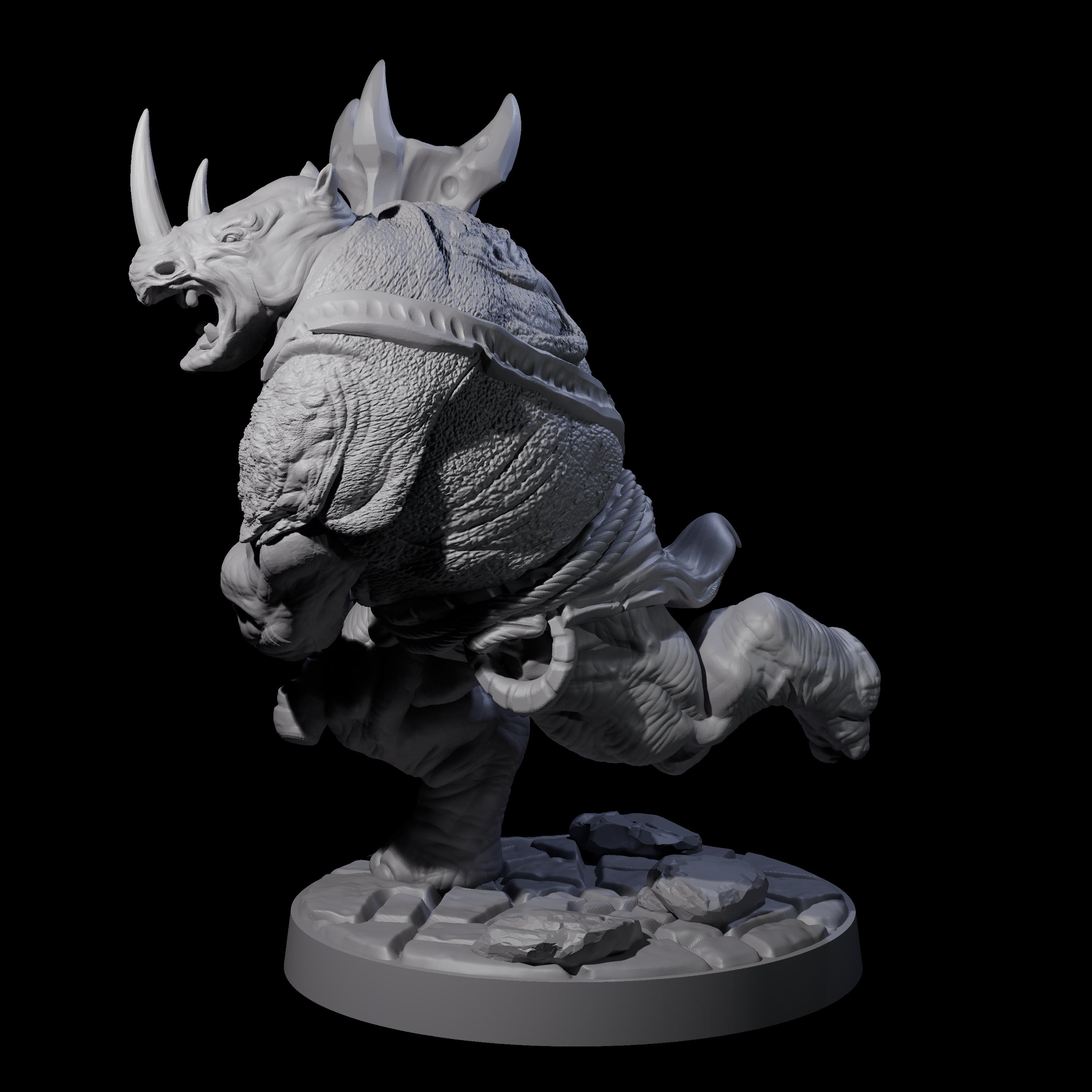 Grim Rhinofolk Gladiator C Miniature for Dungeons and Dragons, Pathfinder or other TTRPGs