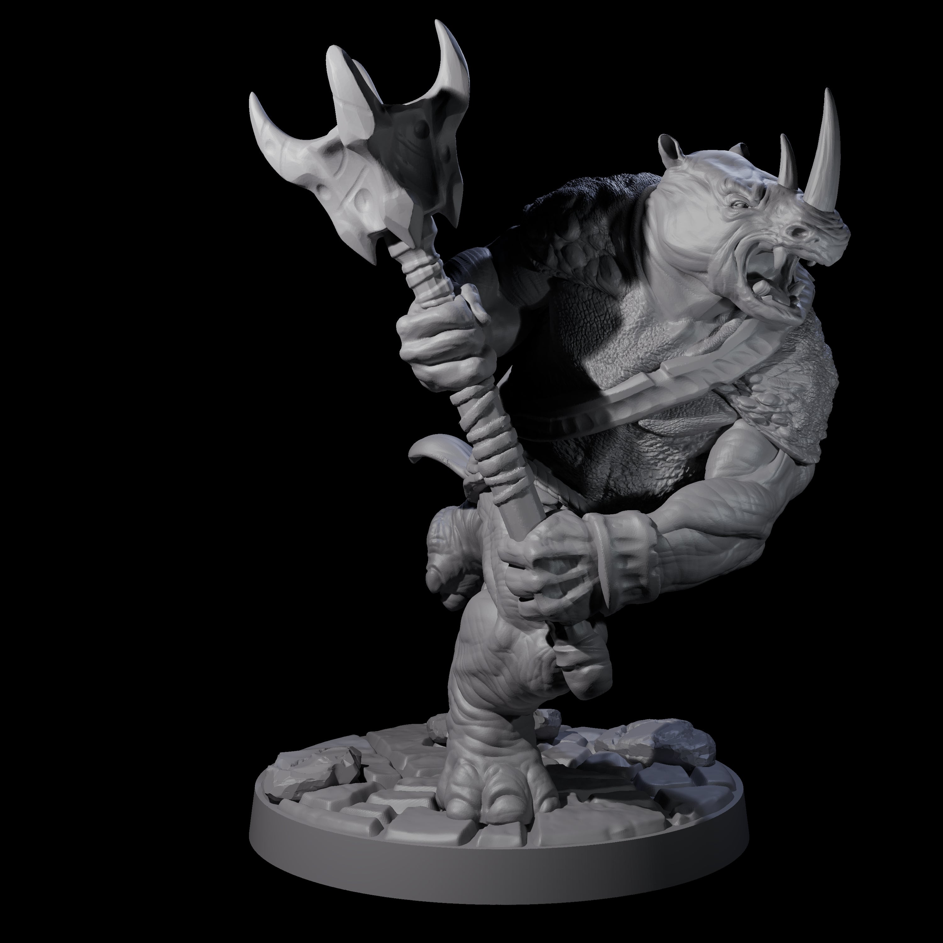 Grim Rhinofolk Gladiator C Miniature for Dungeons and Dragons, Pathfinder or other TTRPGs