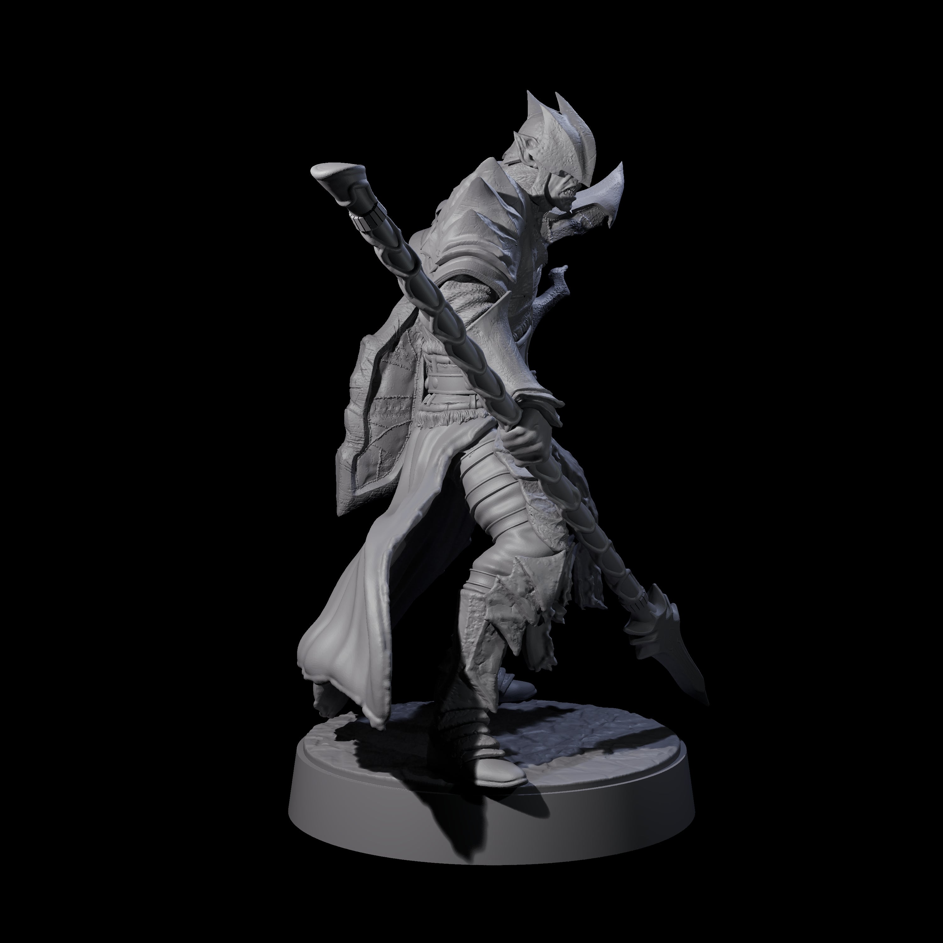 Grimacing Elf Spearman A Miniature for Dungeons and Dragons, Pathfinder or other TTRPGs