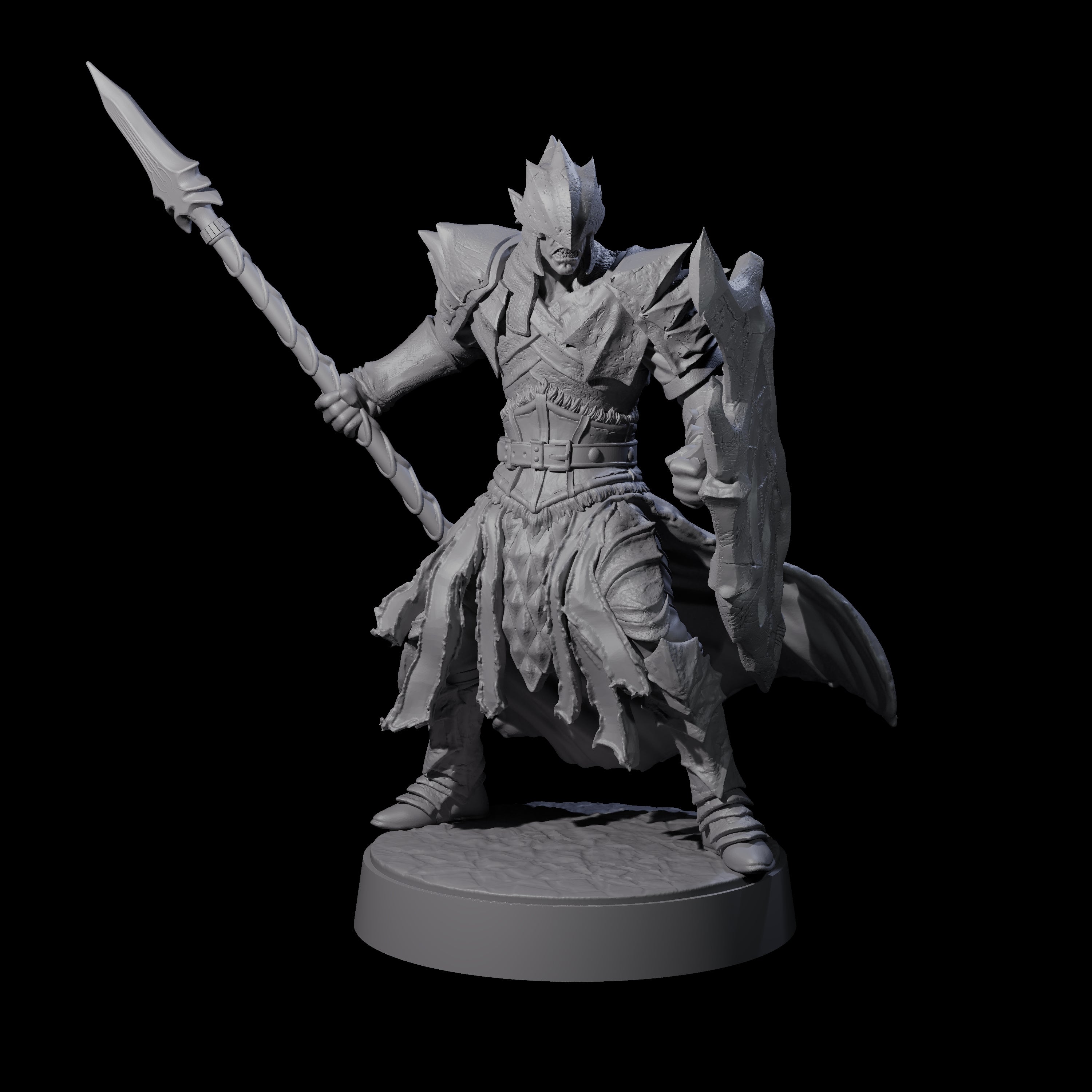 Grimacing Elf Spearman B Miniature for Dungeons and Dragons, Pathfinder or other TTRPGs