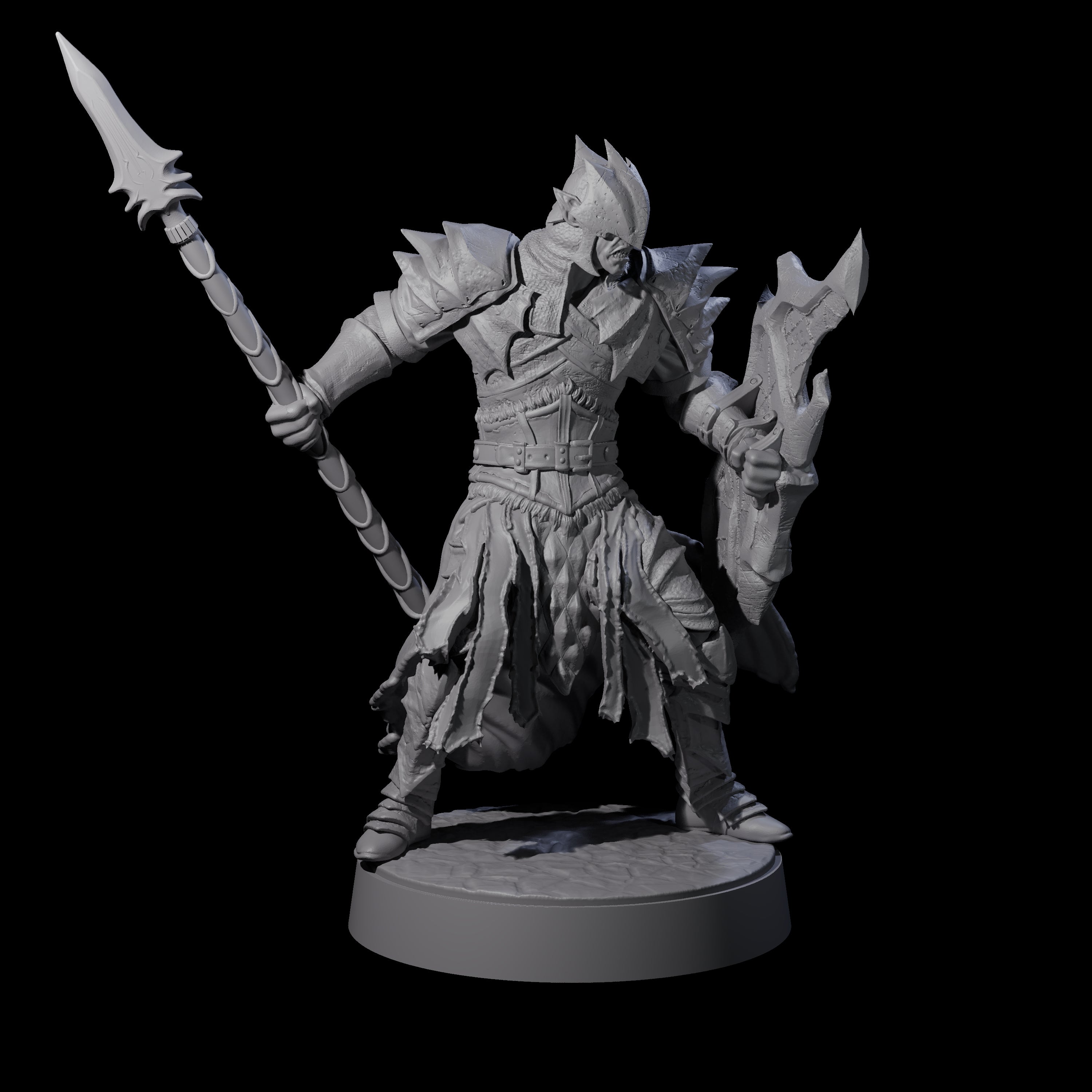 Grimacing Elf Spearman B Miniature for Dungeons and Dragons, Pathfinder or other TTRPGs