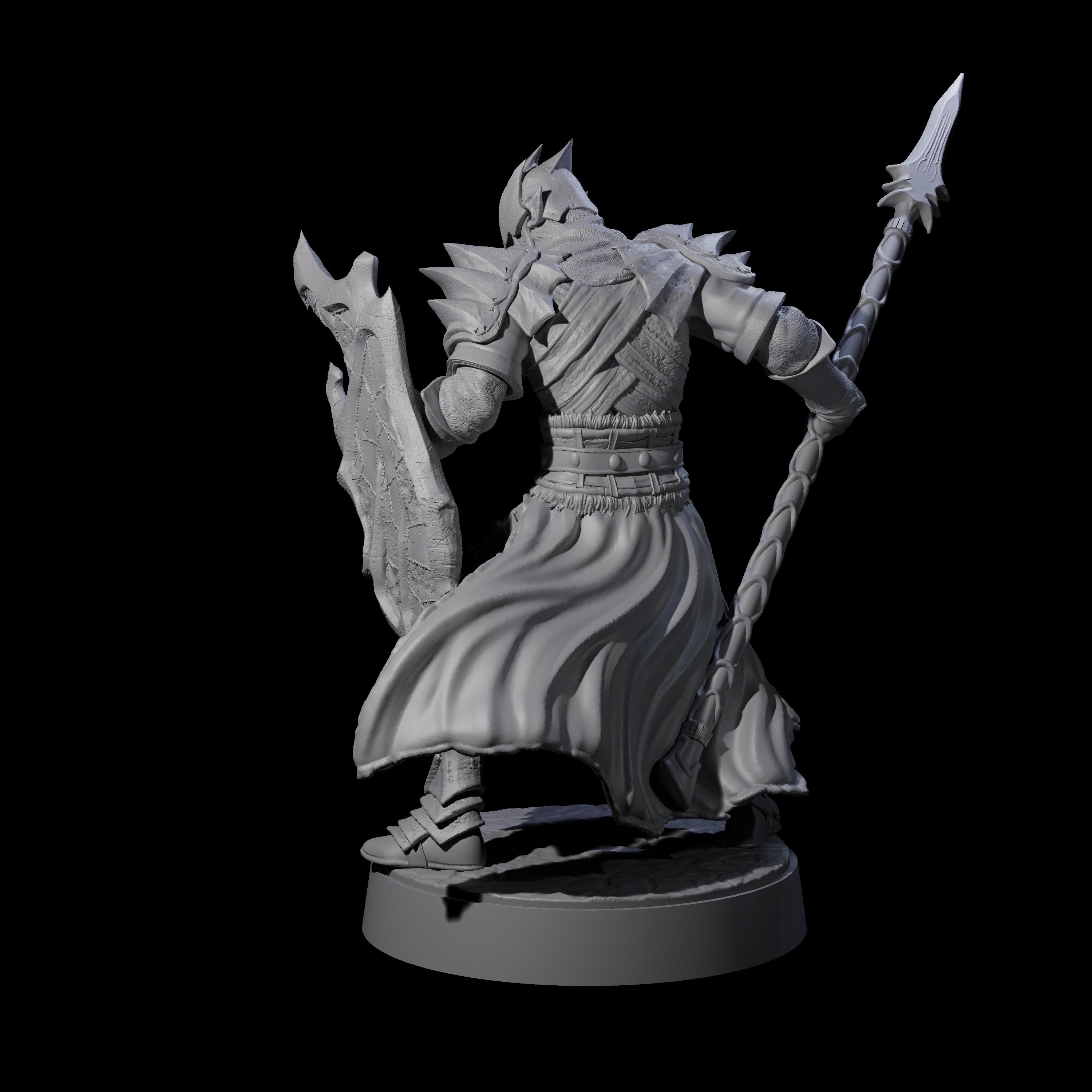 Grimacing Elf Spearman B Miniature for Dungeons and Dragons, Pathfinder or other TTRPGs