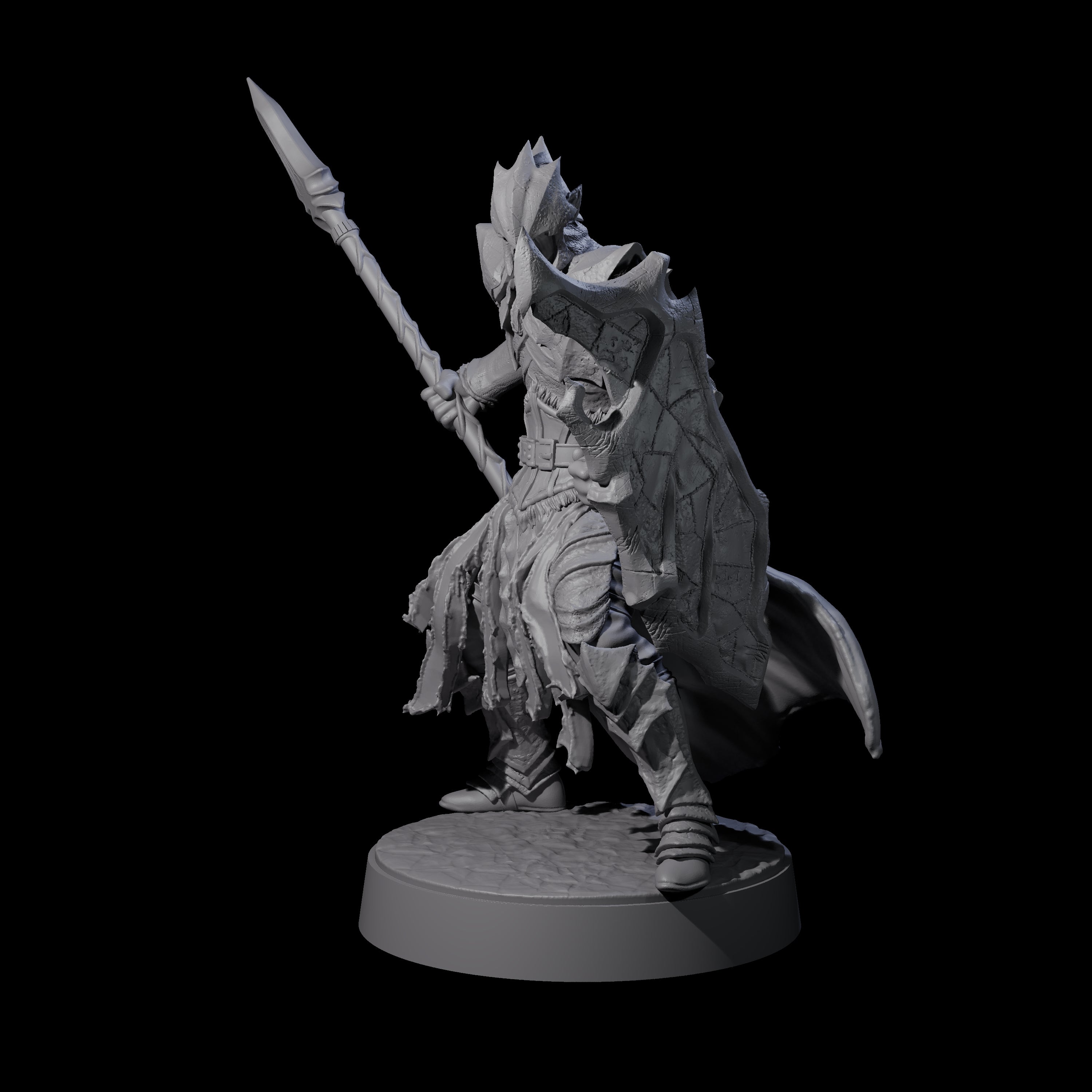 Grimacing Elf Spearman B Miniature for Dungeons and Dragons, Pathfinder or other TTRPGs