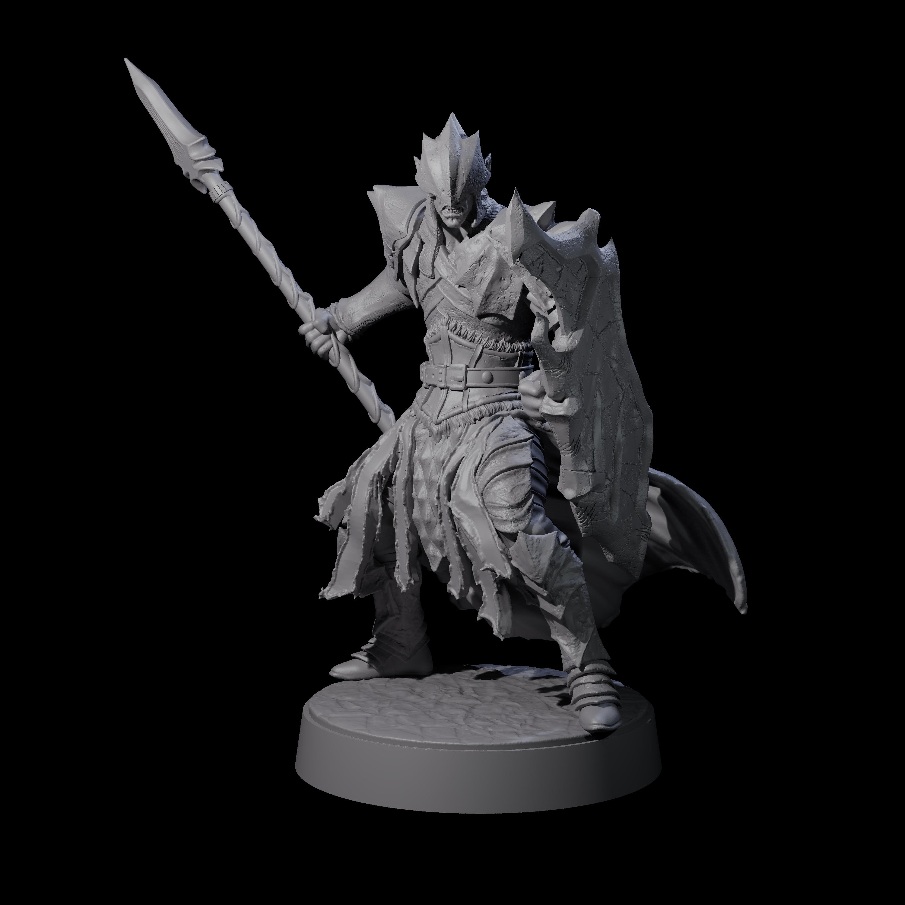 Grimacing Elf Spearman B Miniature for Dungeons and Dragons, Pathfinder or other TTRPGs