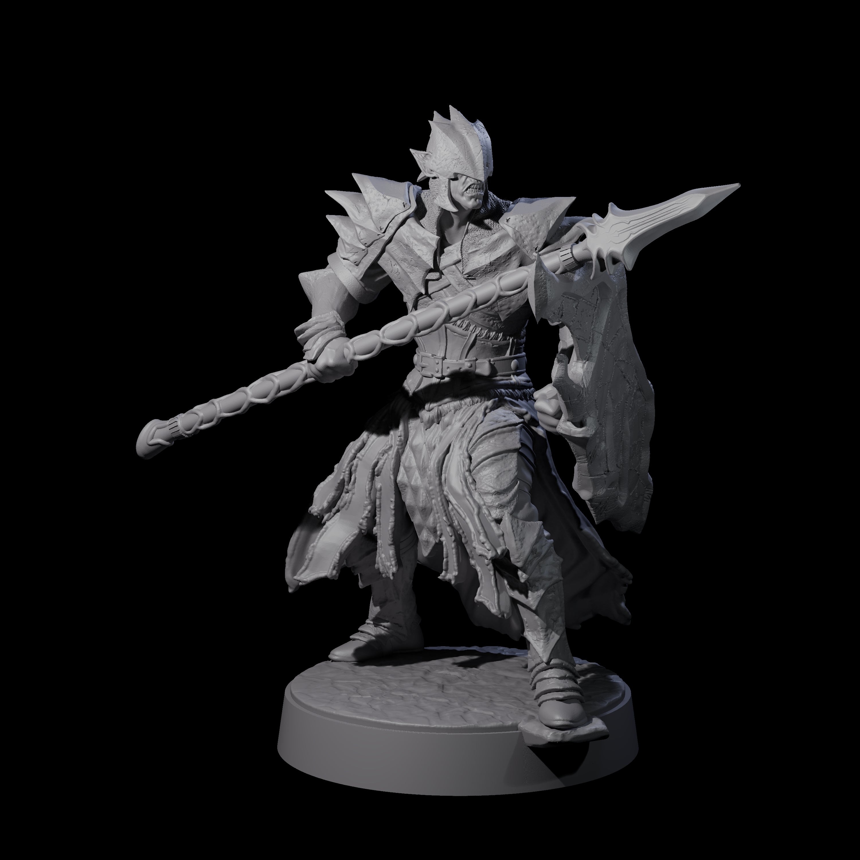 Grimacing Elf Spearman C Miniature for Dungeons and Dragons, Pathfinder or other TTRPGs