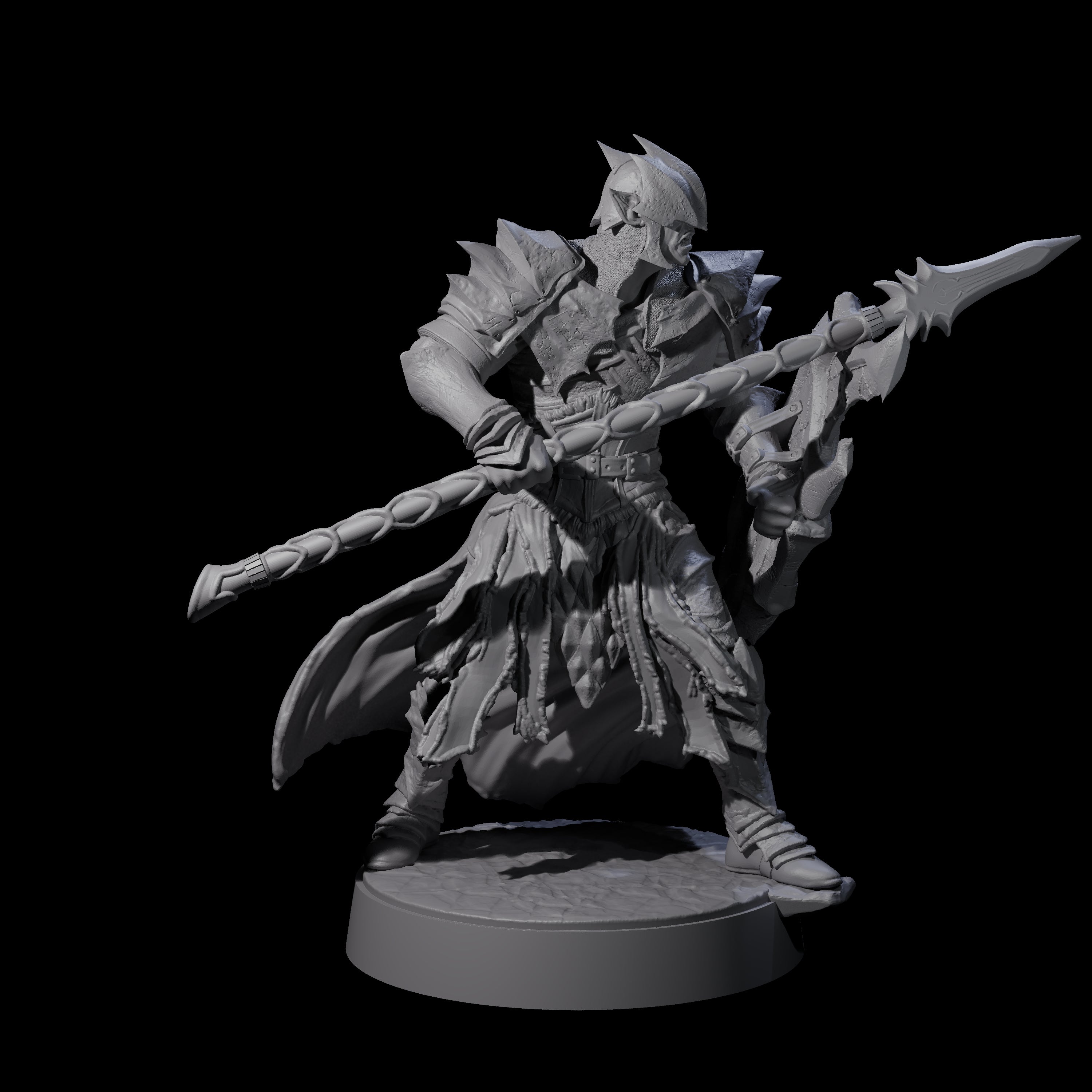 Grimacing Elf Spearman C Miniature for Dungeons and Dragons, Pathfinder or other TTRPGs