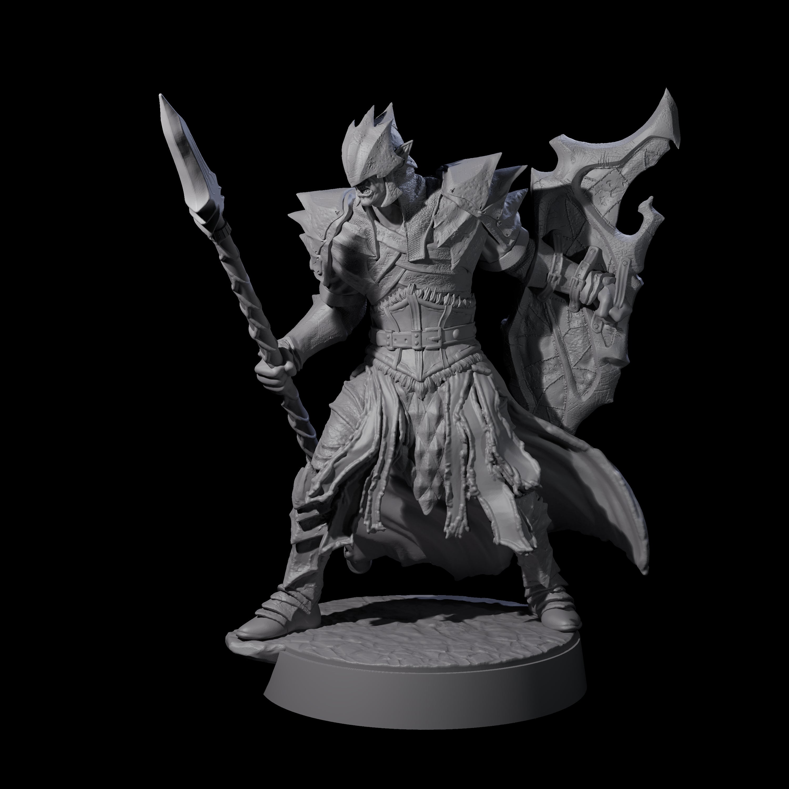 Grimacing Elf Spearman D Miniature for Dungeons and Dragons, Pathfinder or other TTRPGs