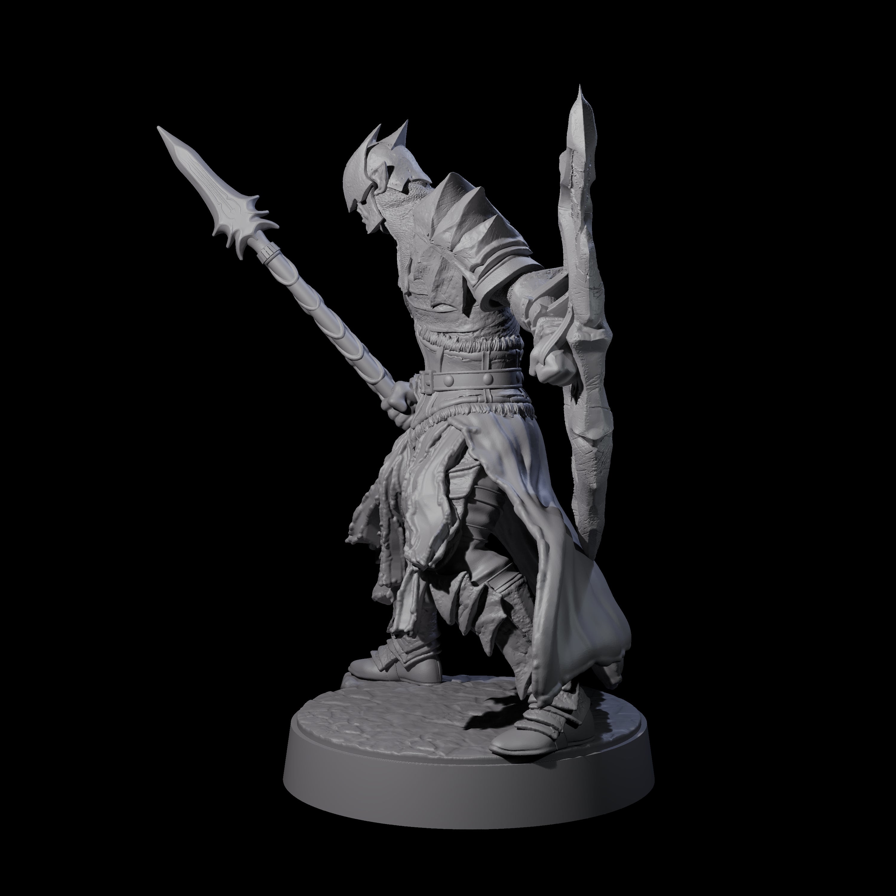 Grimacing Elf Spearman D Miniature for Dungeons and Dragons, Pathfinder or other TTRPGs