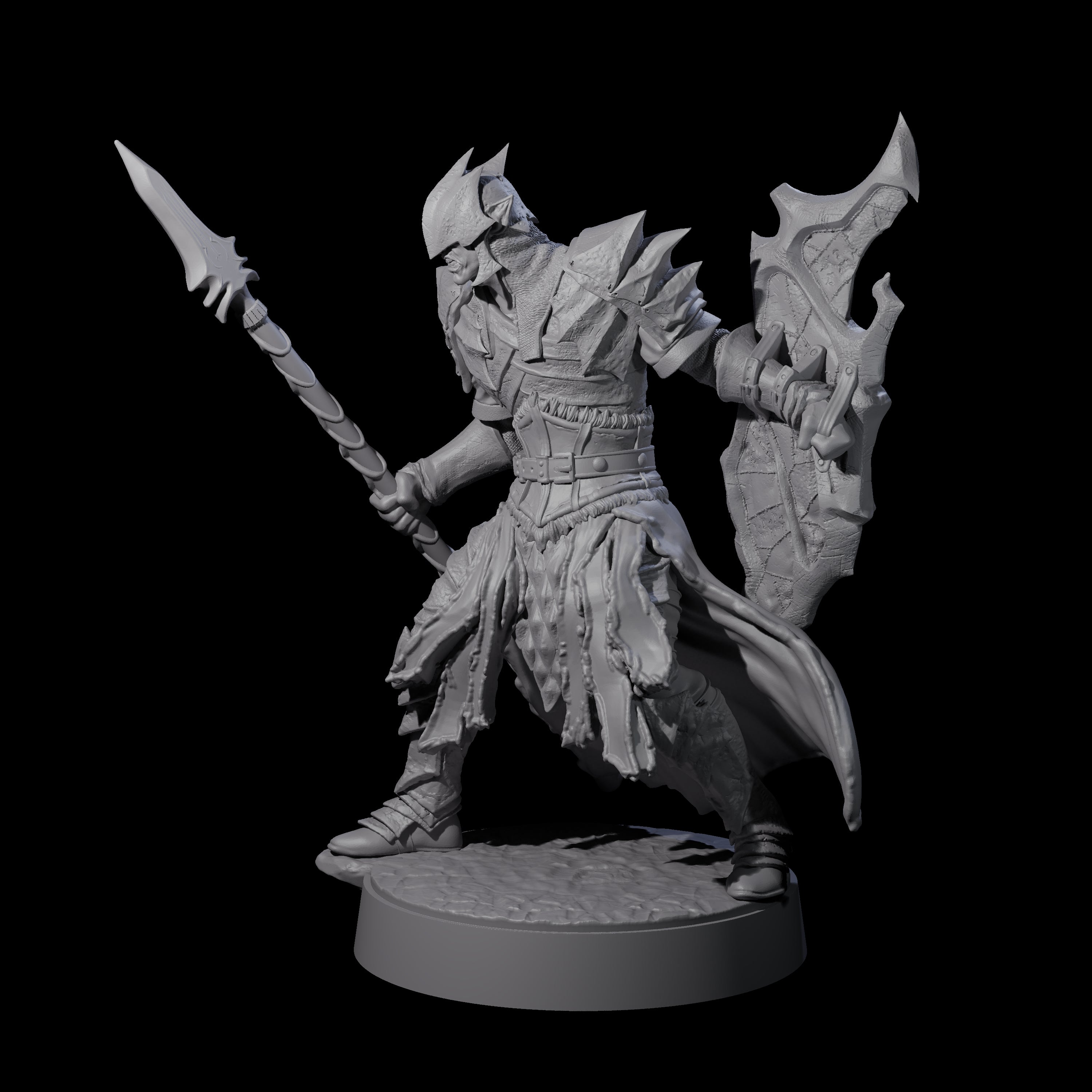 Grimacing Elf Spearman D Miniature for Dungeons and Dragons, Pathfinder or other TTRPGs