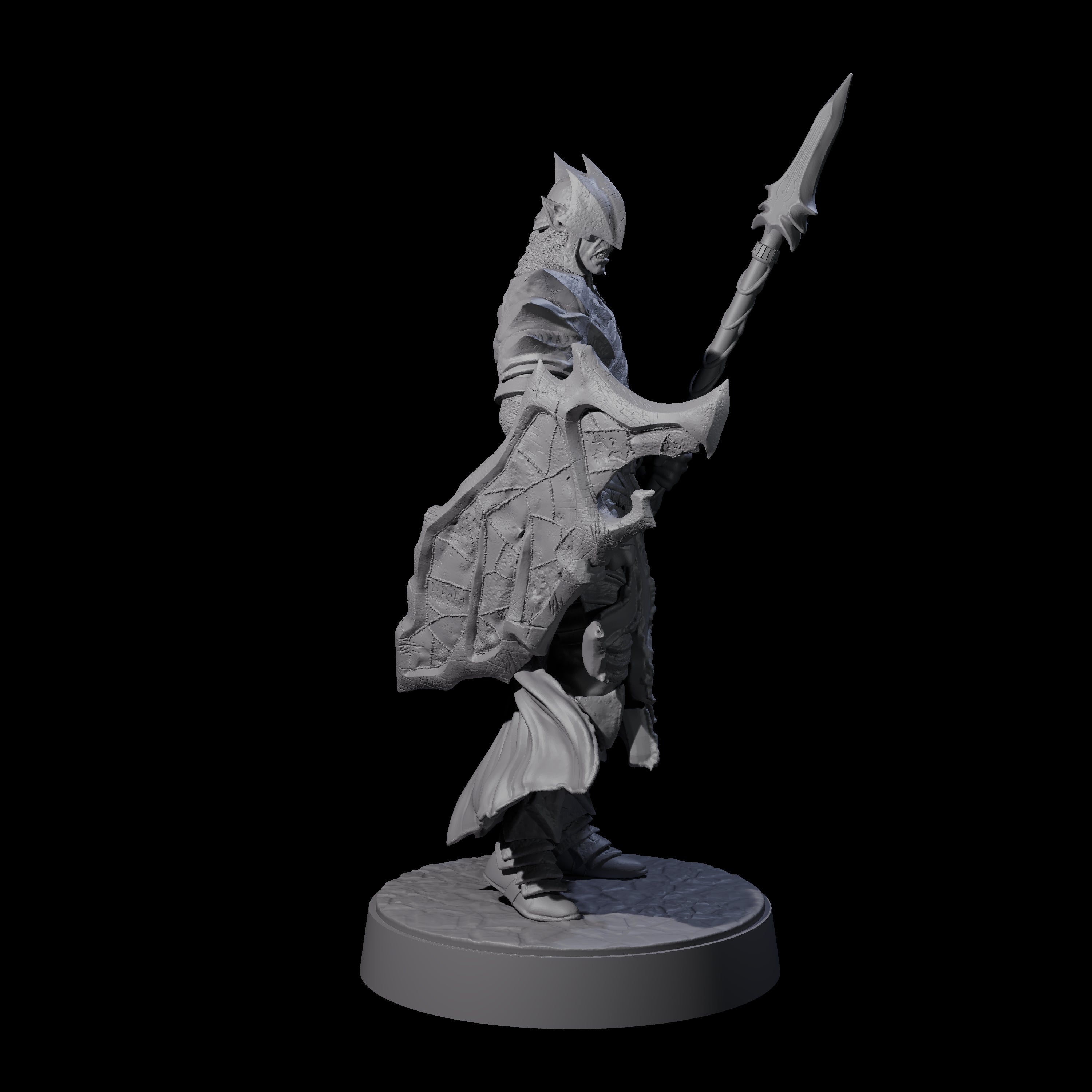 Grimacing Elf Spearman F Miniature for Dungeons and Dragons, Pathfinder or other TTRPGs