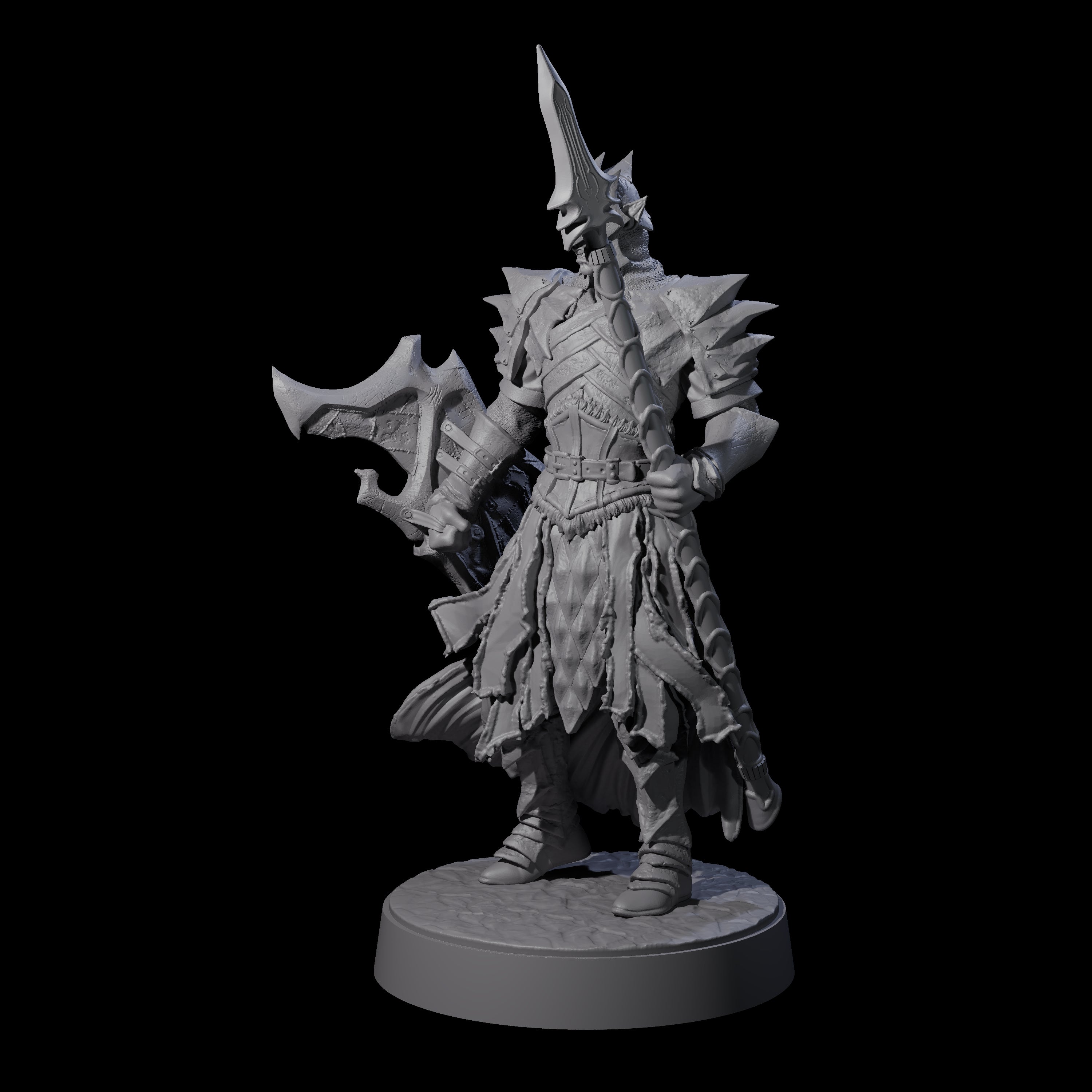 Grimacing Elf Spearman F Miniature for Dungeons and Dragons, Pathfinder or other TTRPGs