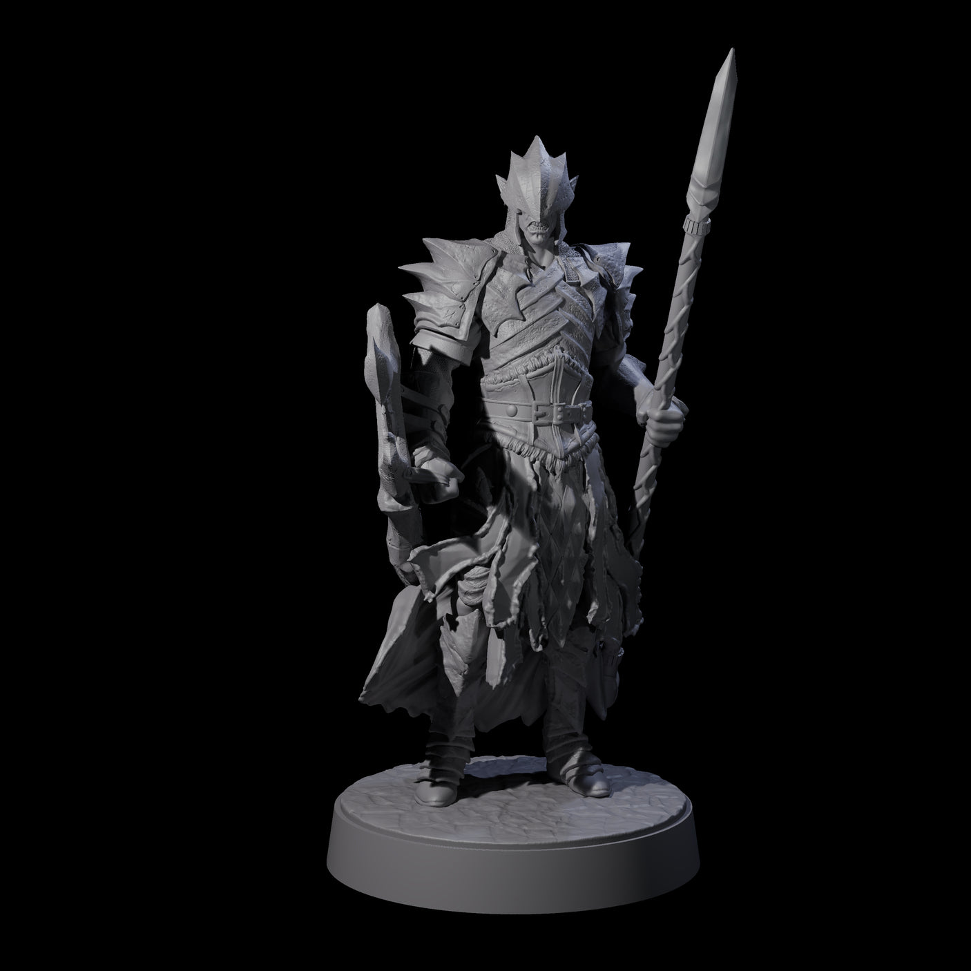 Grimacing Elf Spearman F Miniature for Dungeons and Dragons, Pathfinder or other TTRPGs