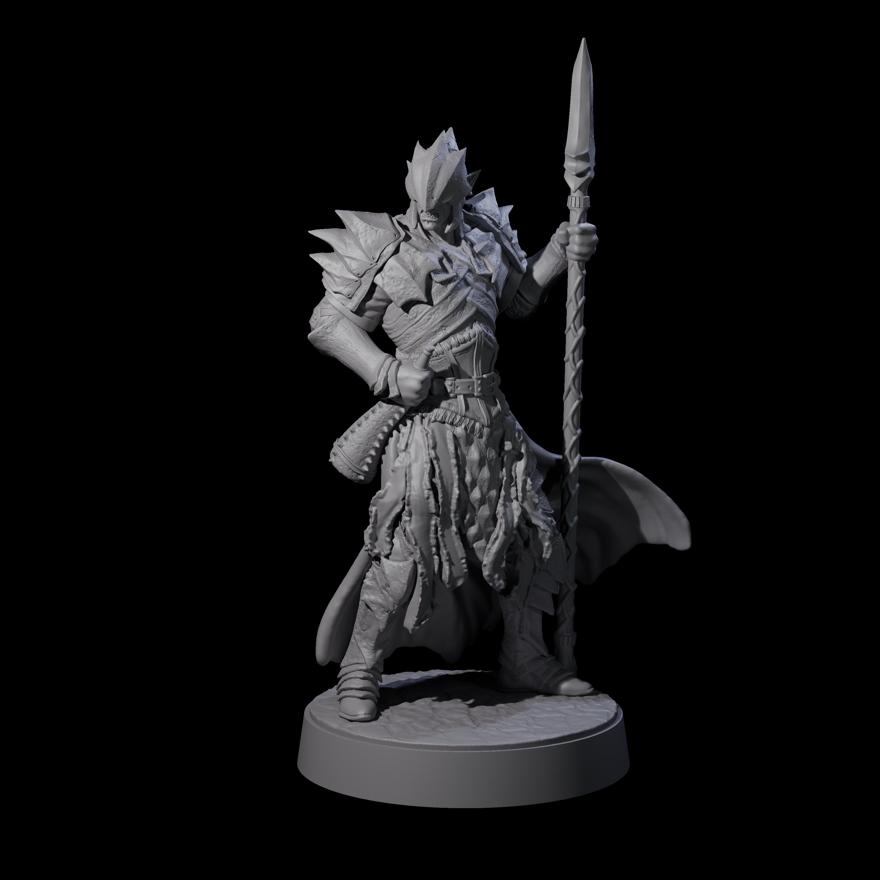 Grimacing Elf Spearman G Miniature for Dungeons and Dragons, Pathfinder or other TTRPGs