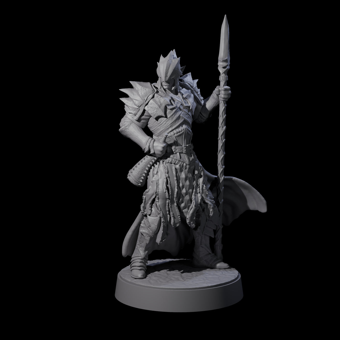 Grimacing Elf Spearman G Miniature for Dungeons and Dragons, Pathfinder or other TTRPGs