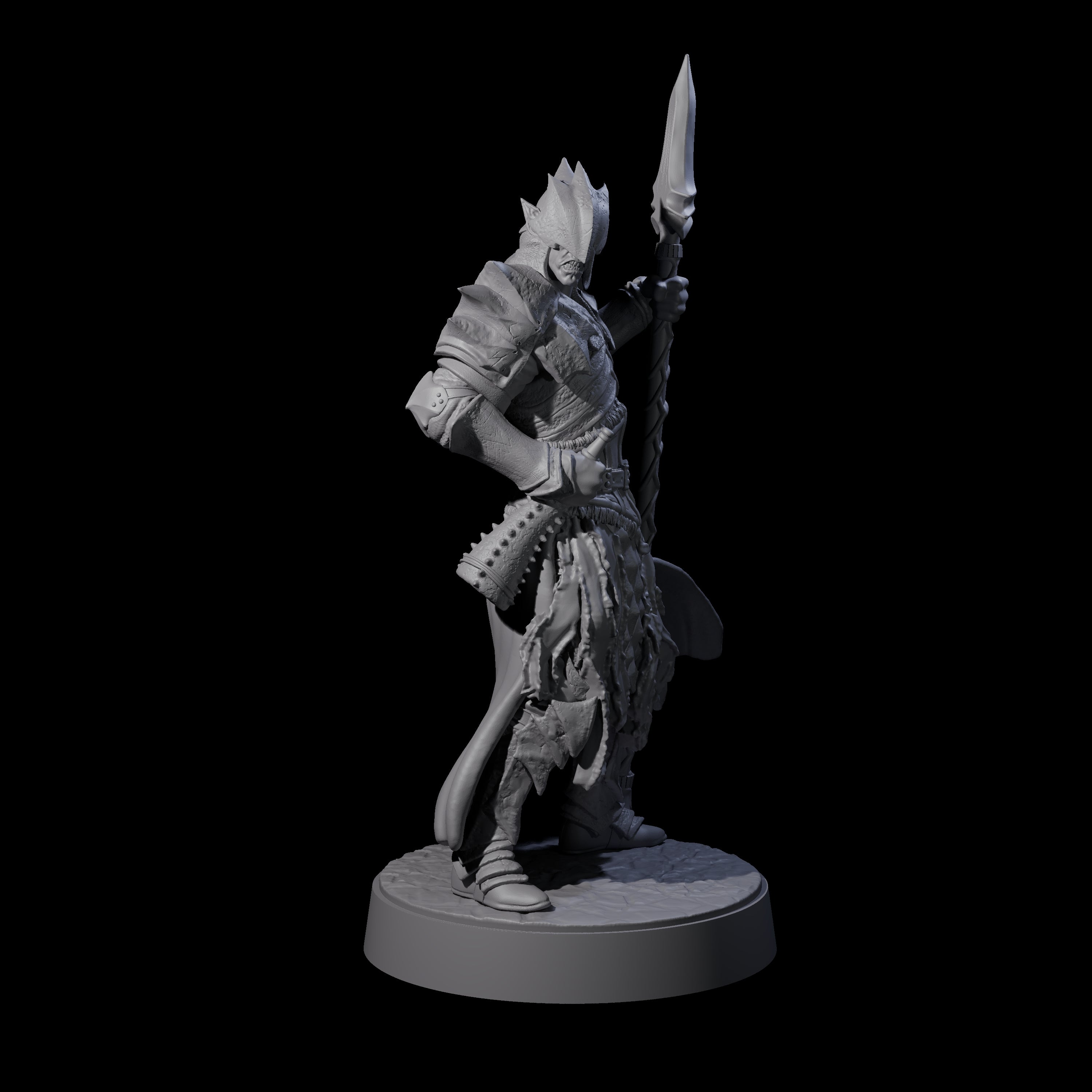Grimacing Elf Spearman G Miniature for Dungeons and Dragons, Pathfinder or other TTRPGs