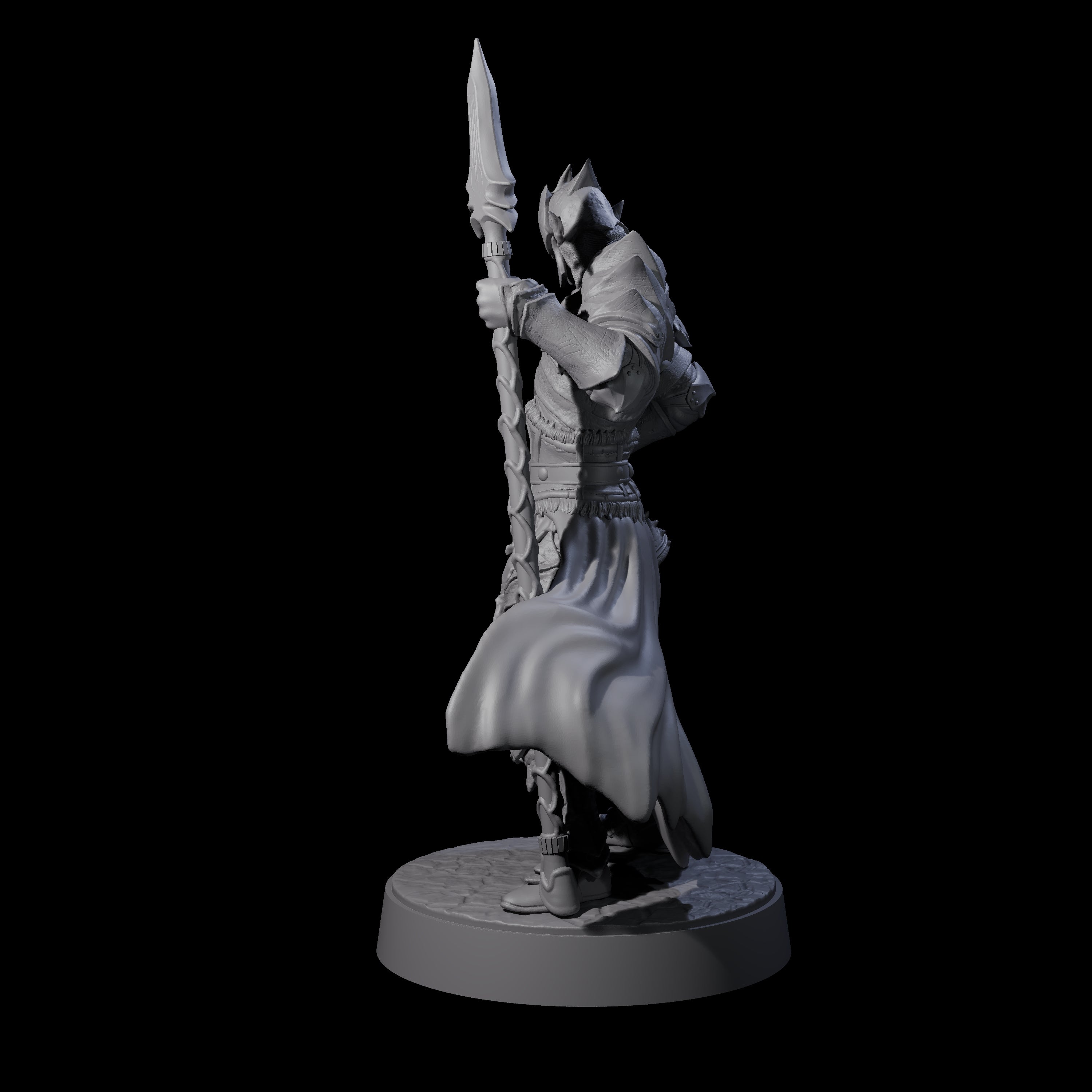 Grimacing Elf Spearman G Miniature for Dungeons and Dragons, Pathfinder or other TTRPGs