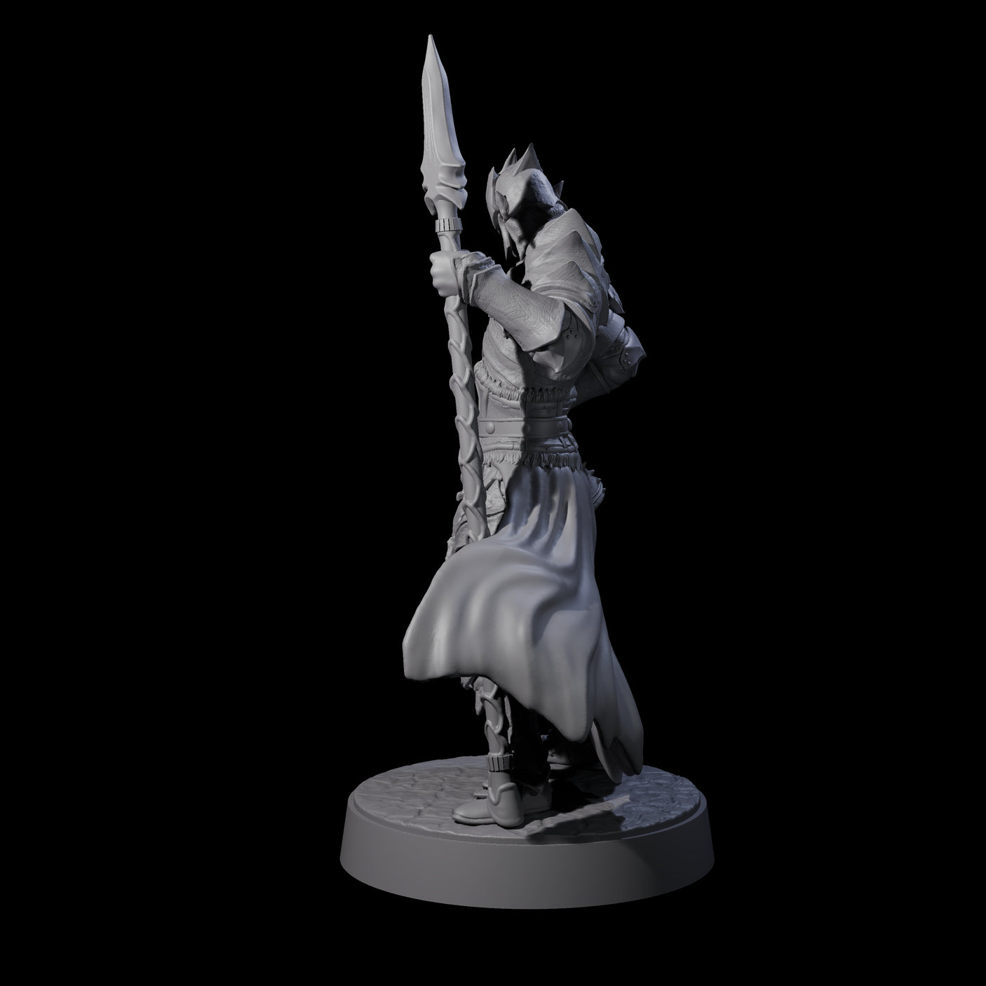 Grimacing Elf Spearman G Miniature for Dungeons and Dragons, Pathfinder or other TTRPGs
