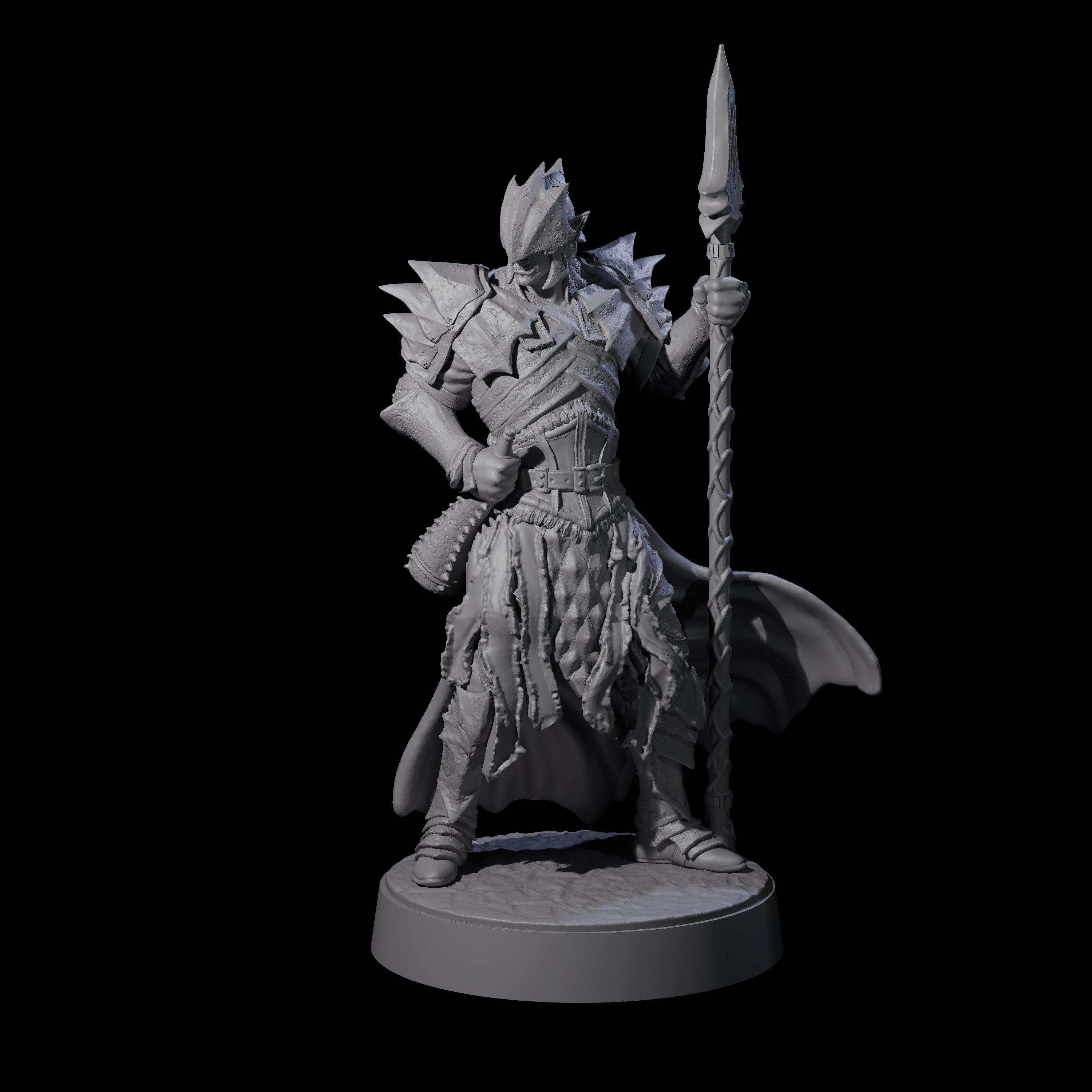 Grimacing Elf Spearman G Miniature for Dungeons and Dragons, Pathfinder or other TTRPGs