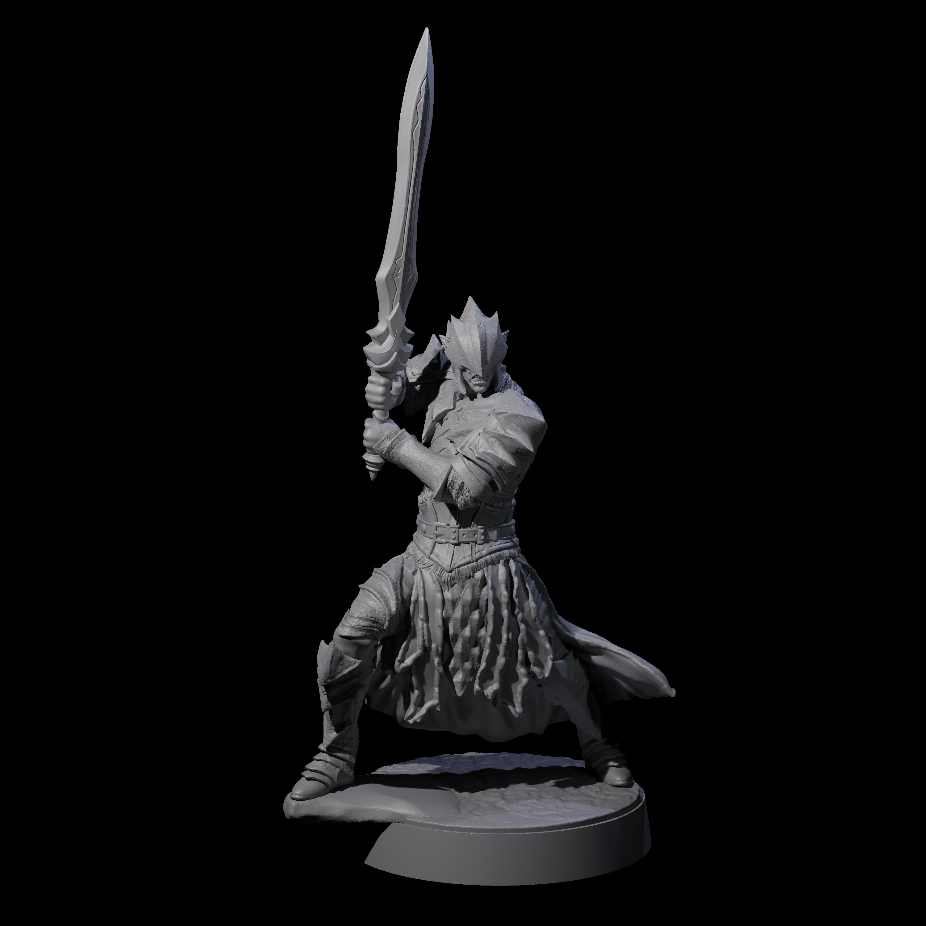 Grimacing Elf Spearman H Miniature for Dungeons and Dragons, Pathfinder or other TTRPGs