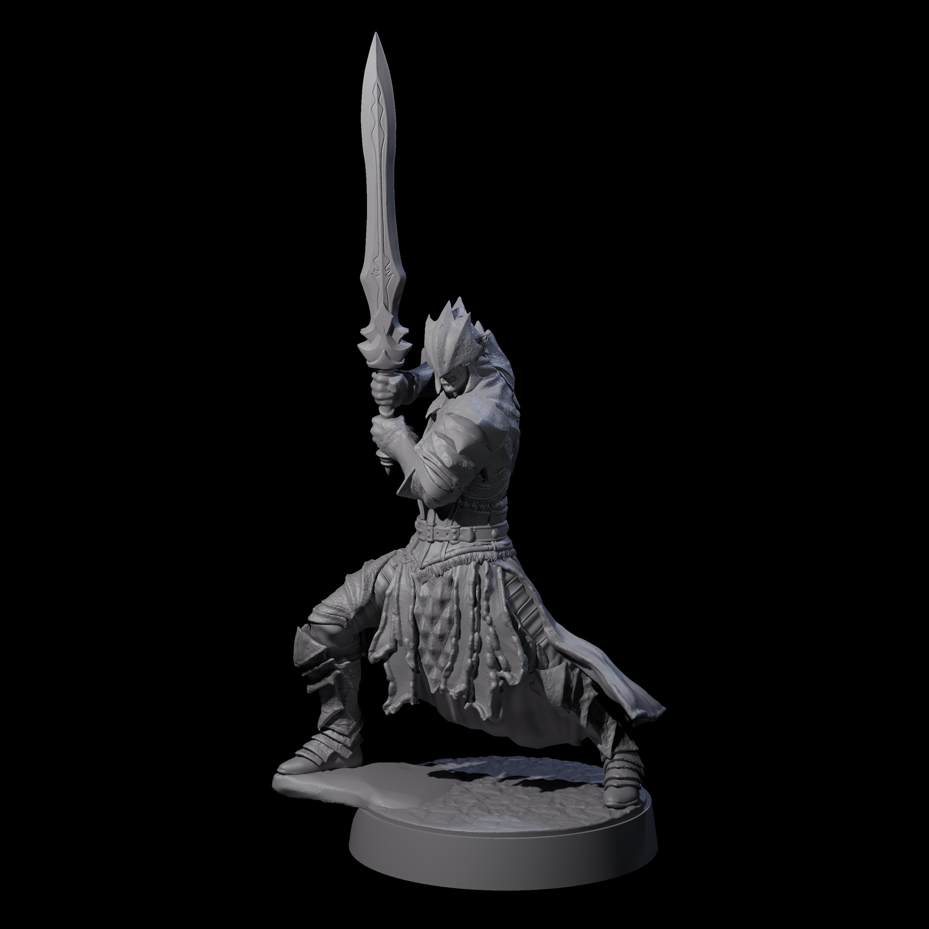 Grimacing Elf Spearman H Miniature for Dungeons and Dragons, Pathfinder or other TTRPGs
