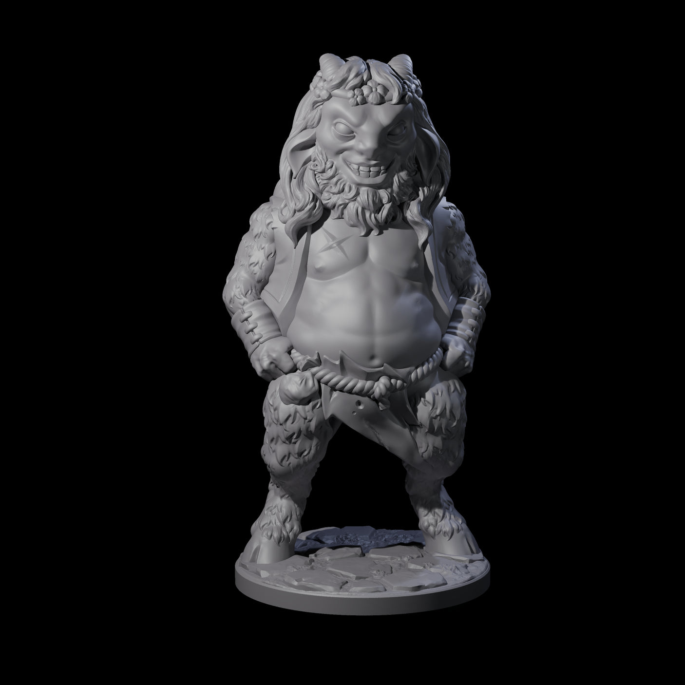 Grin Cracking Satyr Faun Miniature for Dungeons and Dragons, Pathfinder or other TTRPGs