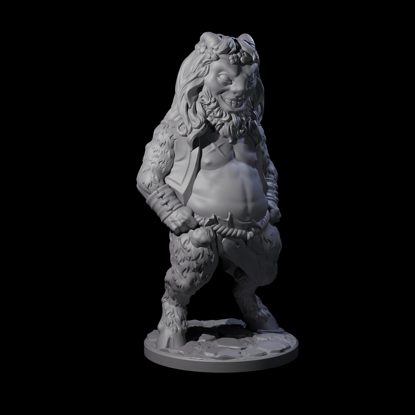 Grin Cracking Satyr Faun Miniature for Dungeons and Dragons, Pathfinder or other TTRPGs