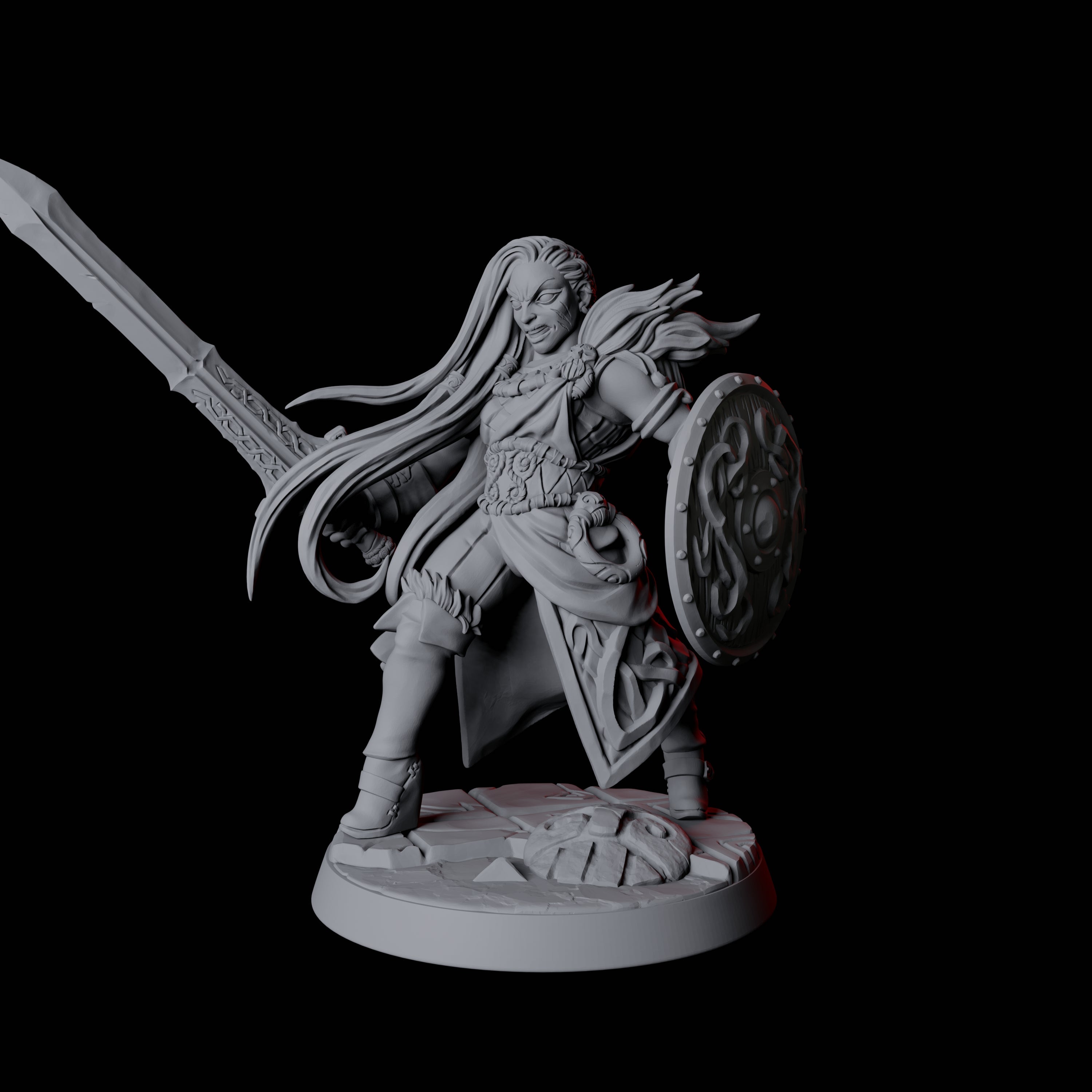 Grinning North Womanman Berserker Miniature for Dungeons and Dragons, Pathfinder or other TTRPGs