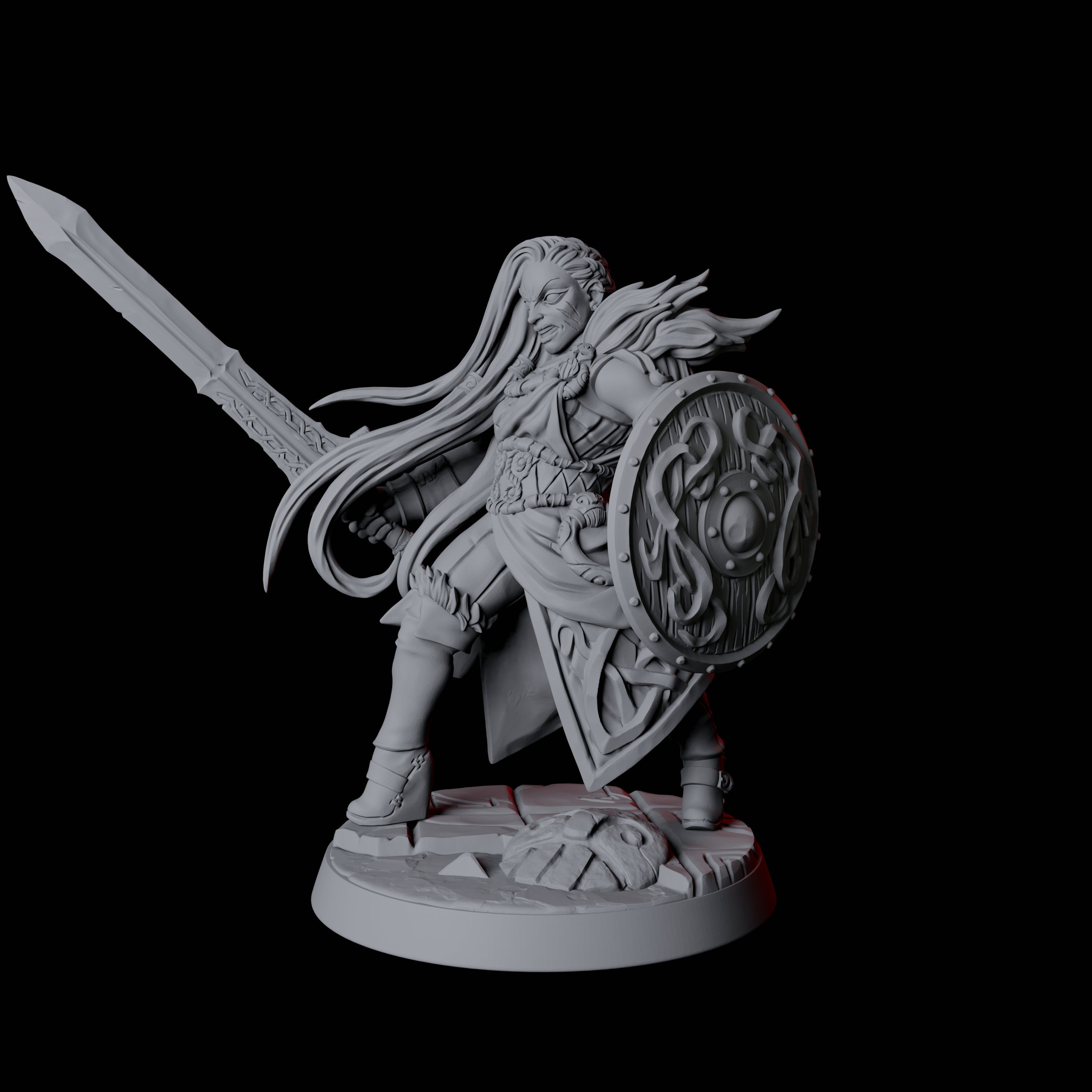 Grinning North Womanman Berserker Miniature for Dungeons and Dragons, Pathfinder or other TTRPGs