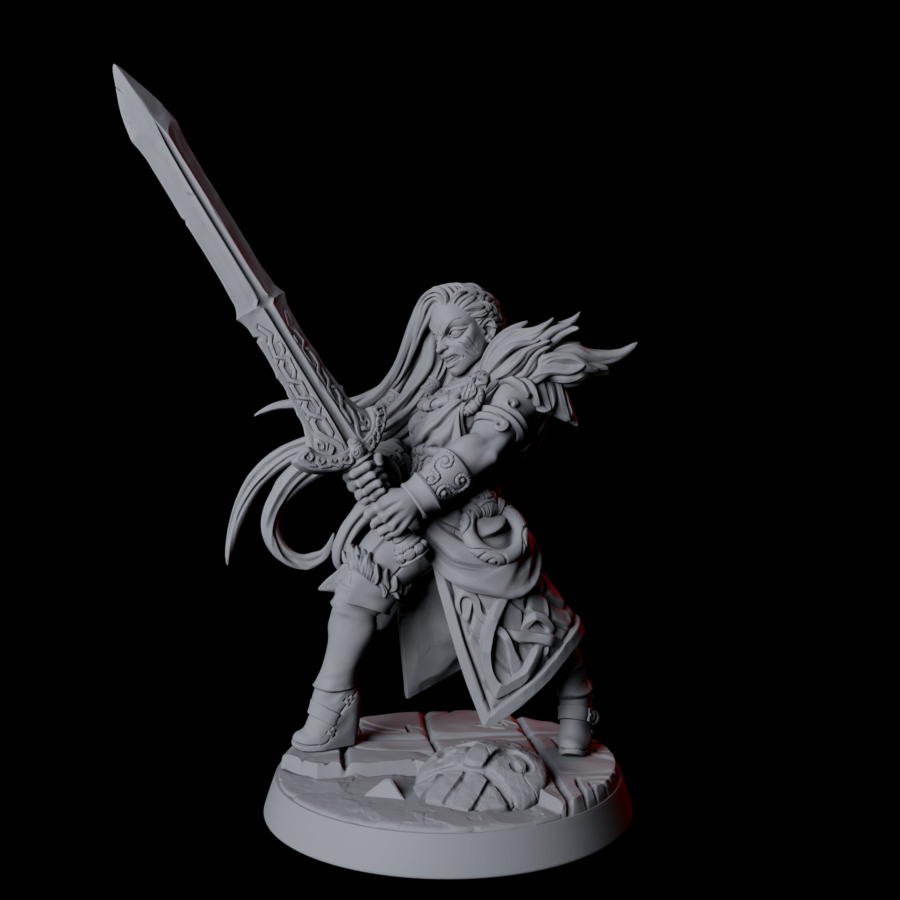 Grinning North Womanman Berserker Miniature for Dungeons and Dragons, Pathfinder or other TTRPGs