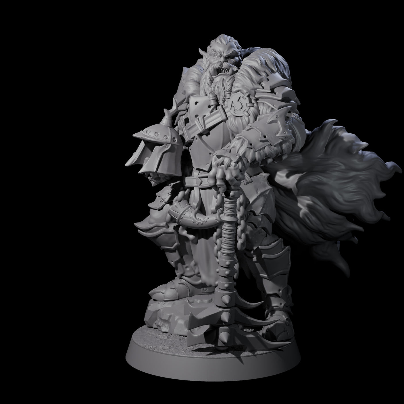 Grizzled Orc Sergeant Miniature for Dungeons and Dragons, Pathfinder or other TTRPGs