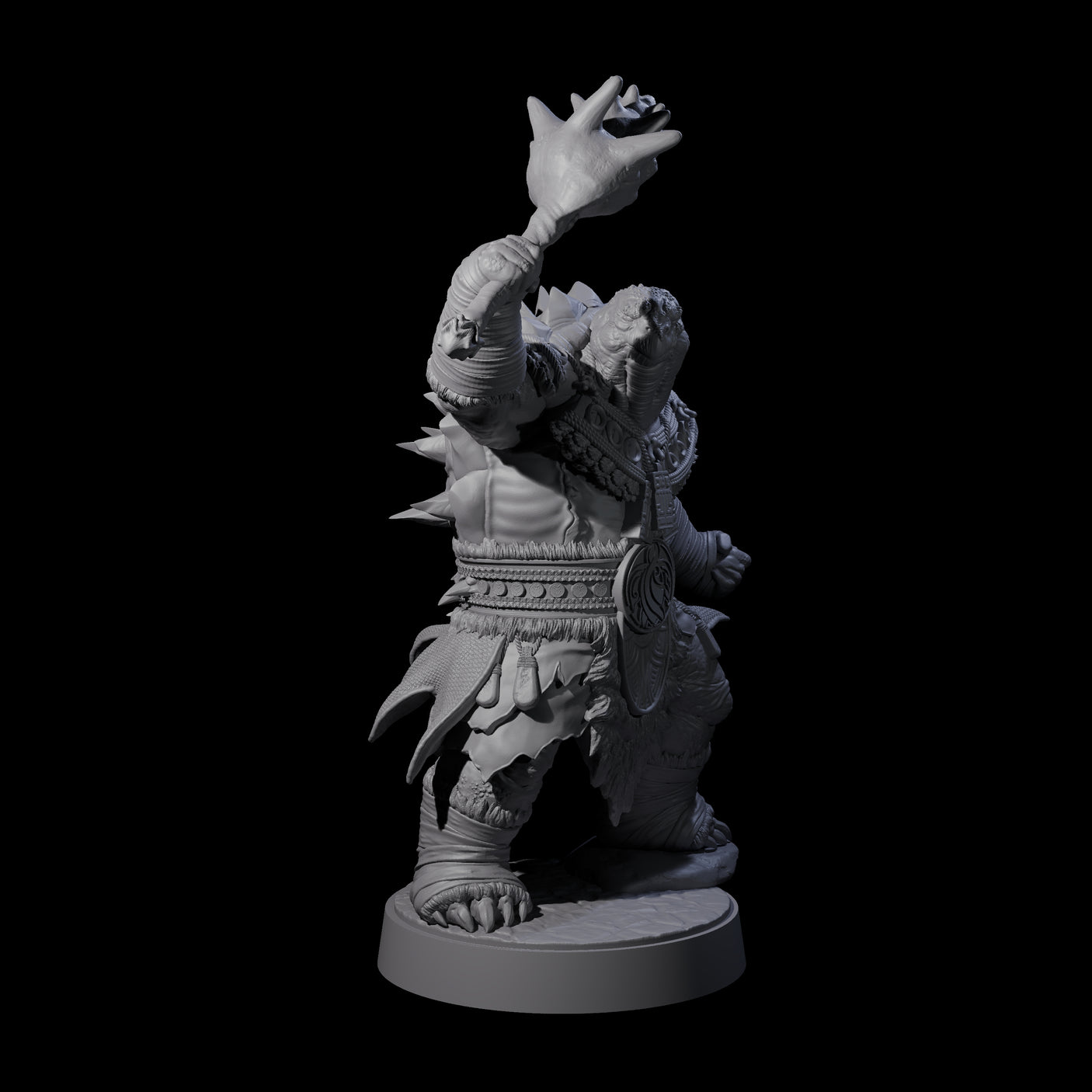 Grizzled Tortle Chief Miniature for Dungeons and Dragons, Pathfinder or other TTRPGs
